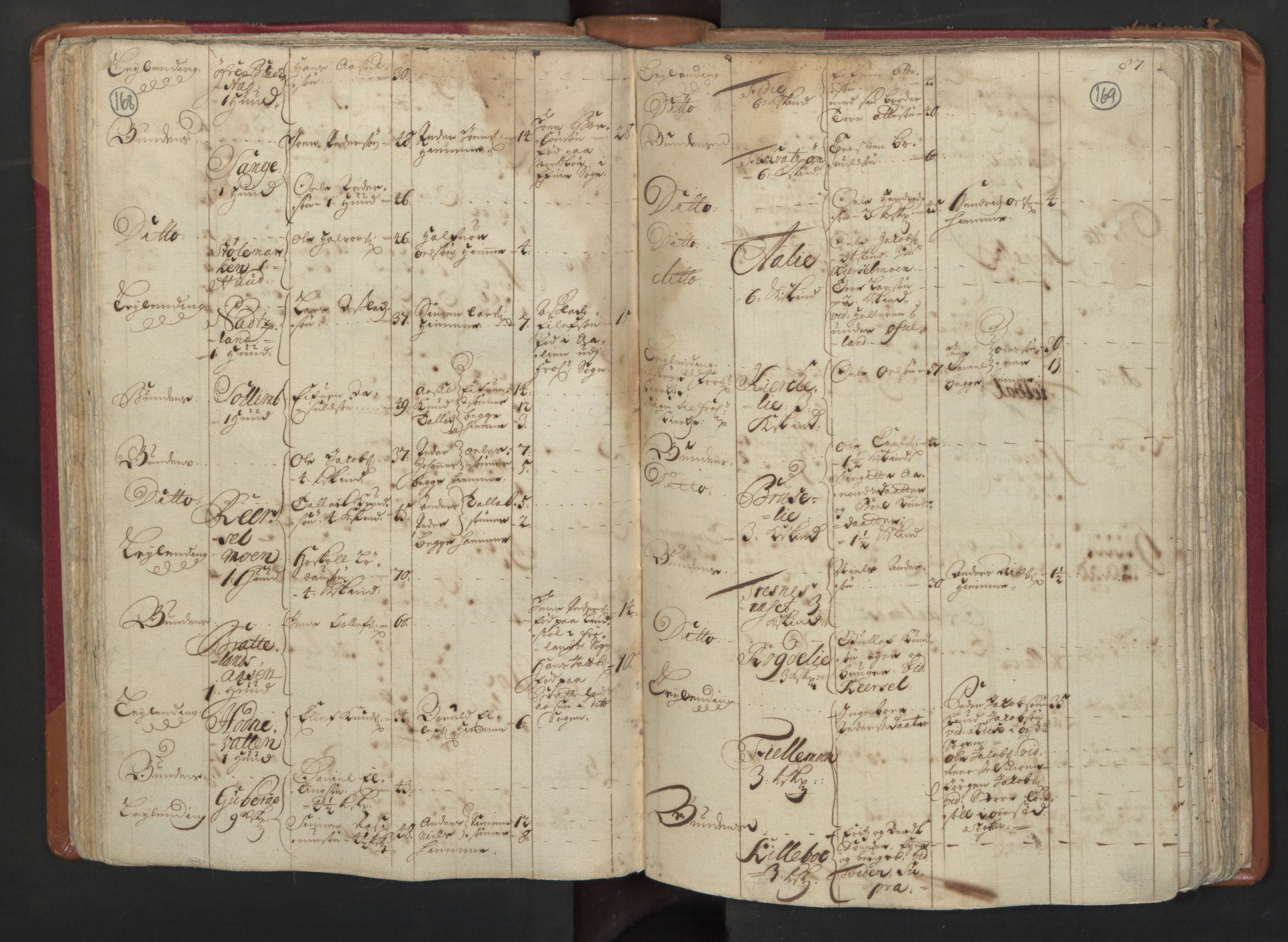 RA, Census (manntall) 1701, no. 3: Nedenes fogderi, 1701, p. 168-169