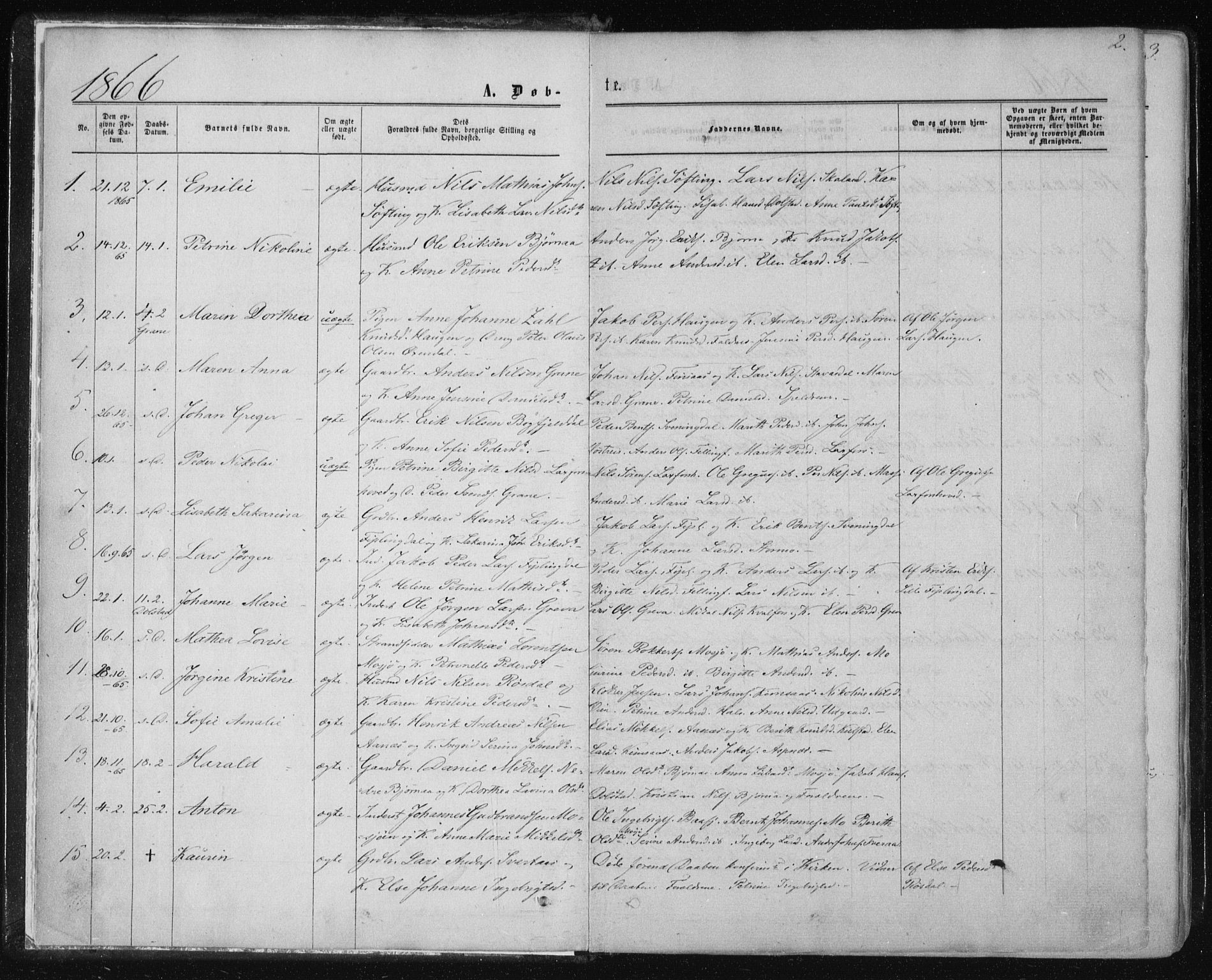 Ministerialprotokoller, klokkerbøker og fødselsregistre - Nordland, SAT/A-1459/820/L0294: Parish register (official) no. 820A15, 1866-1879, p. 2
