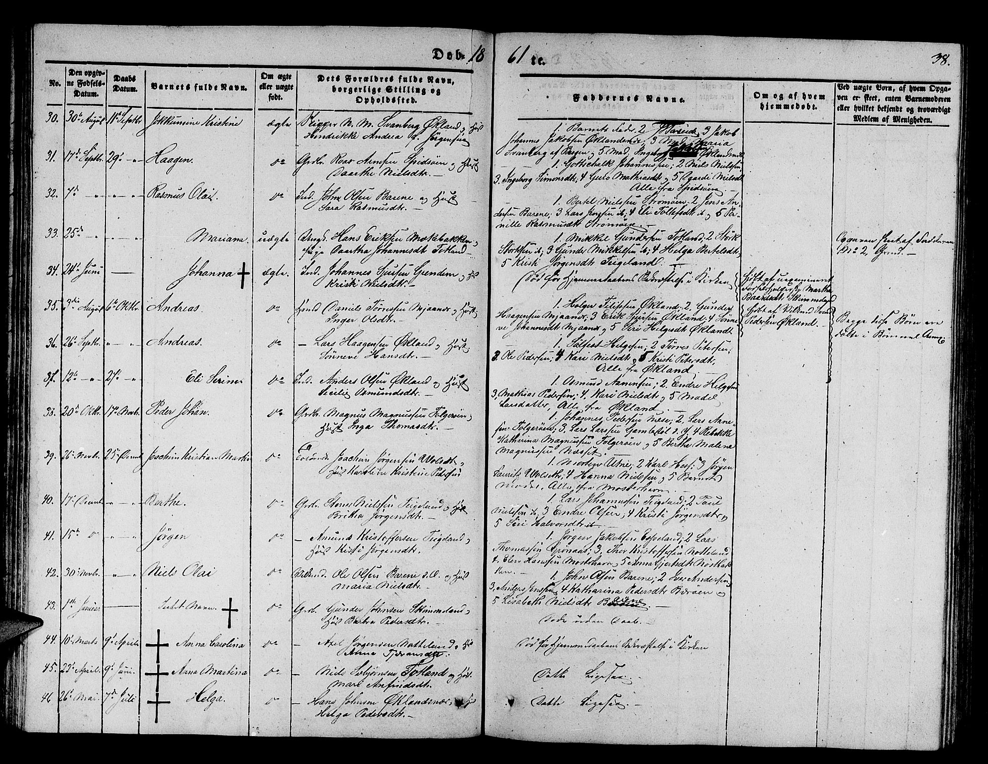 Finnås sokneprestembete, SAB/A-99925/H/Ha/Hab/Haba/L0001: Parish register (copy) no. A 1, 1851-1873, p. 38
