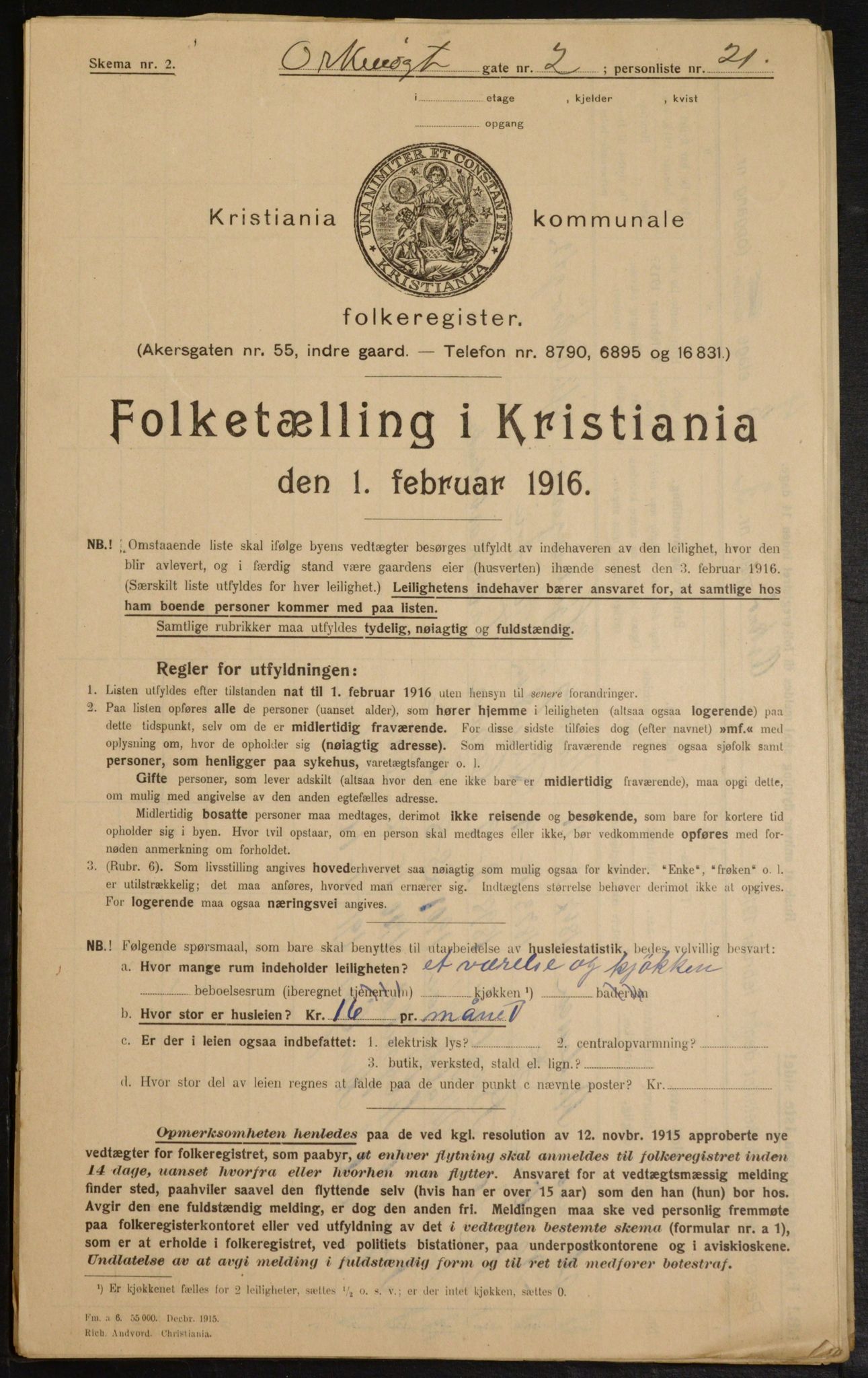 OBA, Municipal Census 1916 for Kristiania, 1916, p. 77810