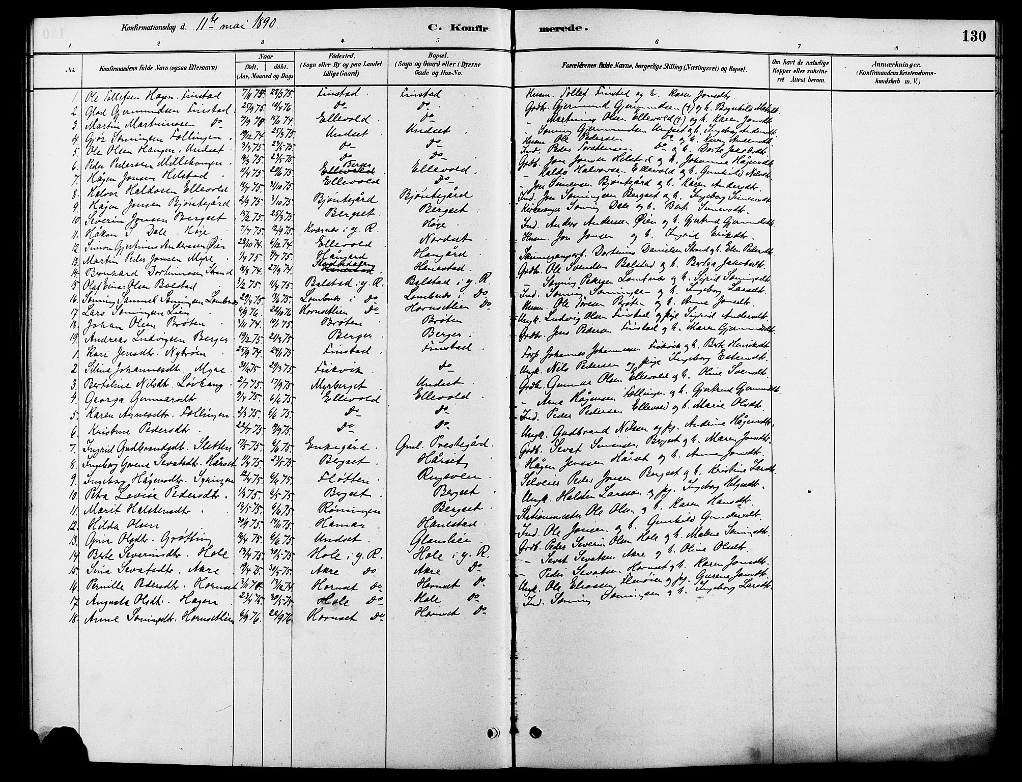 Rendalen prestekontor, SAH/PREST-054/H/Ha/Hab/L0003: Parish register (copy) no. 3, 1879-1904, p. 130