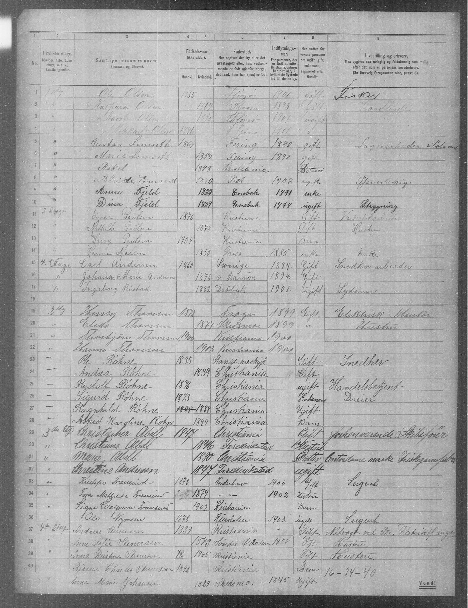 OBA, Municipal Census 1904 for Kristiania, 1904, p. 1134