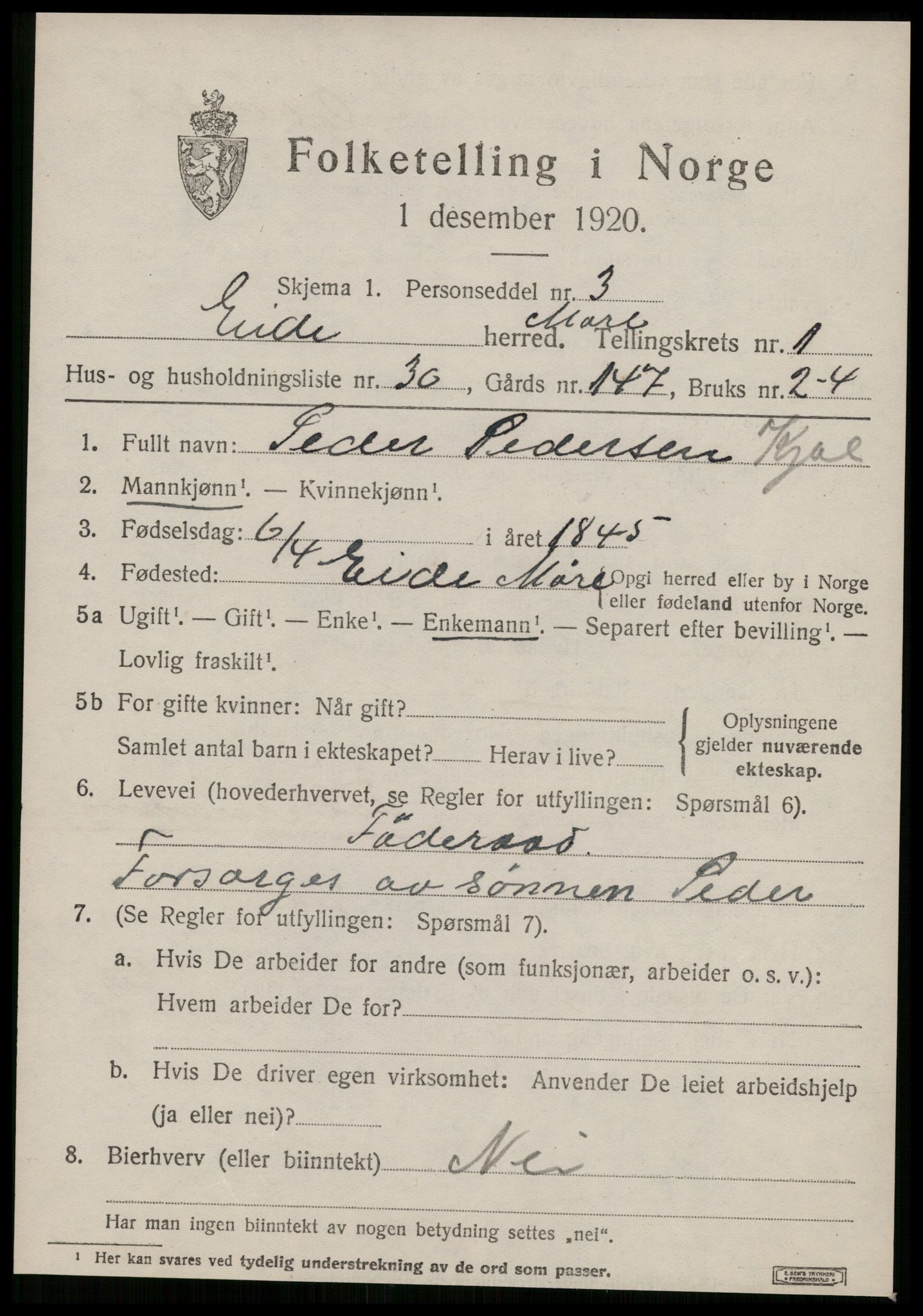 SAT, 1920 census for Eid (MR), 1920, p. 986