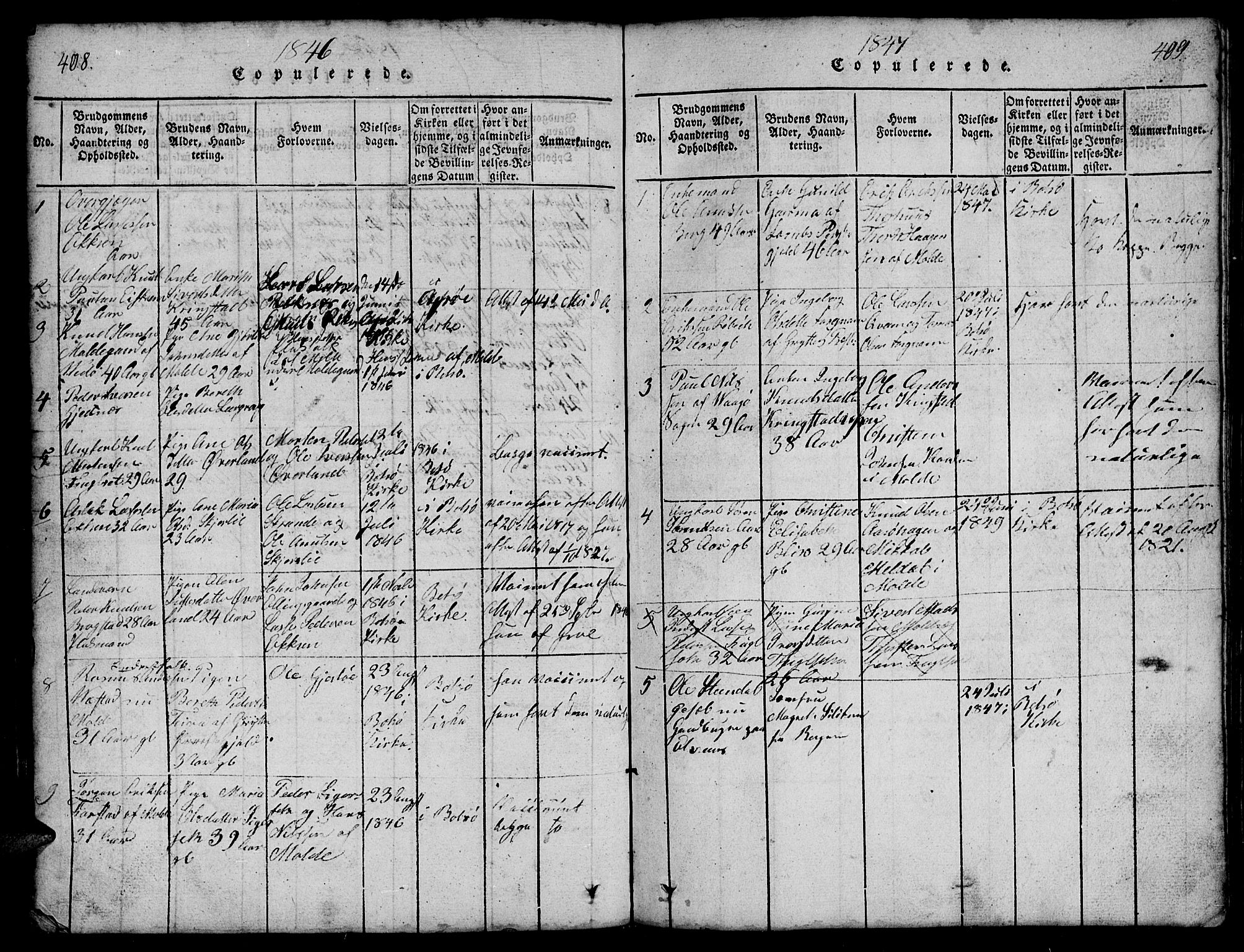 Ministerialprotokoller, klokkerbøker og fødselsregistre - Møre og Romsdal, SAT/A-1454/555/L0665: Parish register (copy) no. 555C01, 1818-1868, p. 408-409