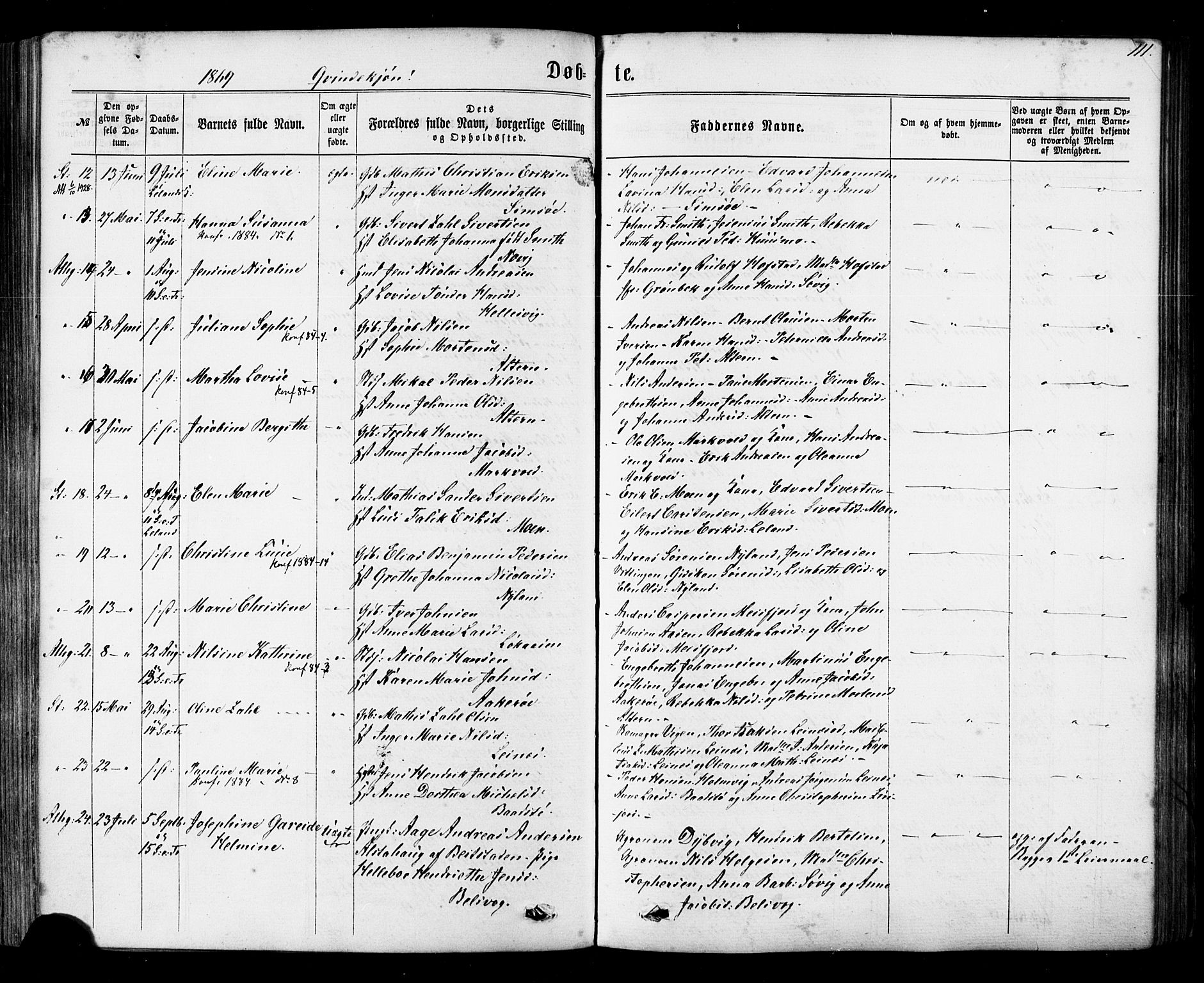 Ministerialprotokoller, klokkerbøker og fødselsregistre - Nordland, SAT/A-1459/830/L0449: Parish register (official) no. 830A13, 1866-1886, p. 111