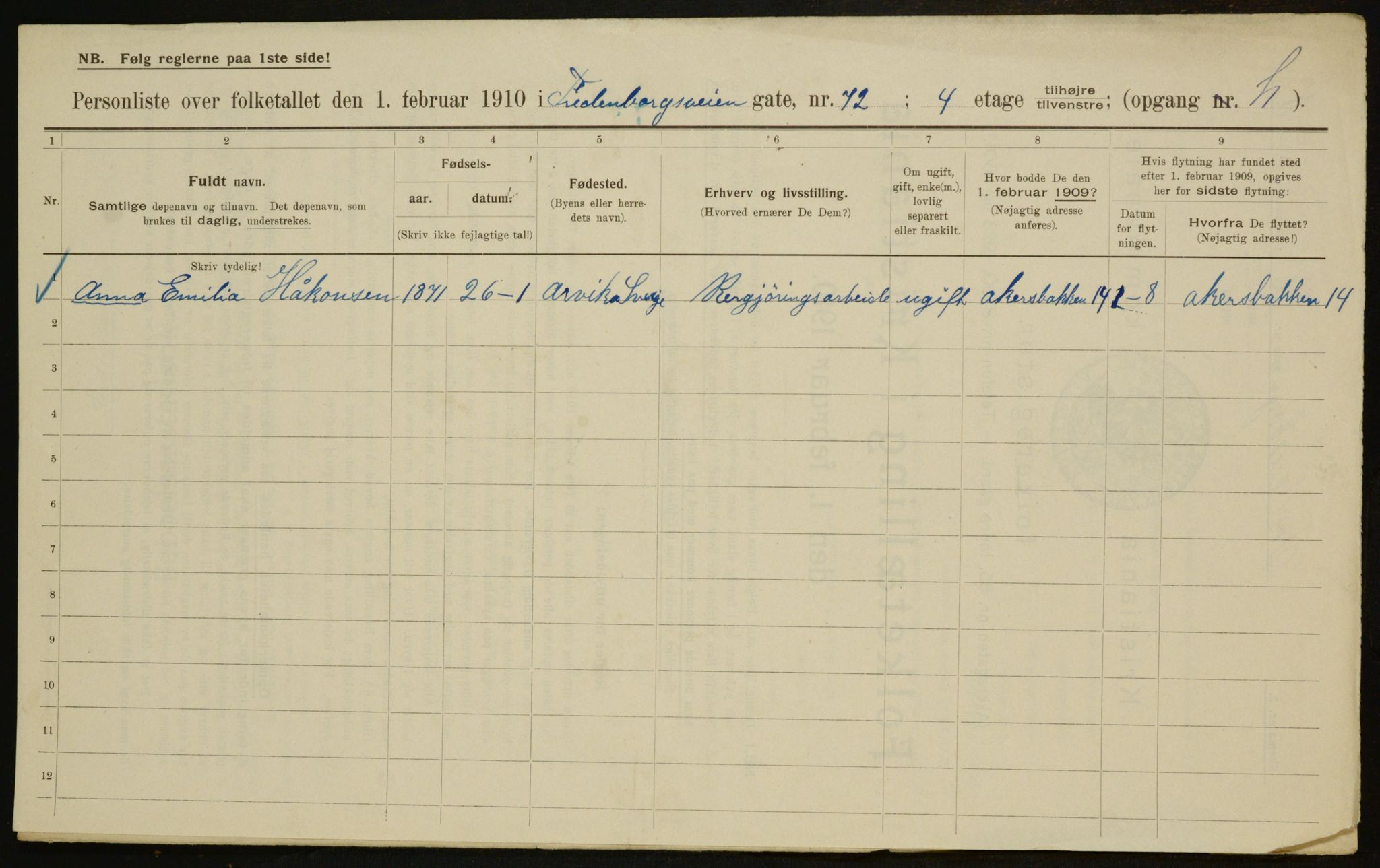 OBA, Municipal Census 1910 for Kristiania, 1910, p. 24965