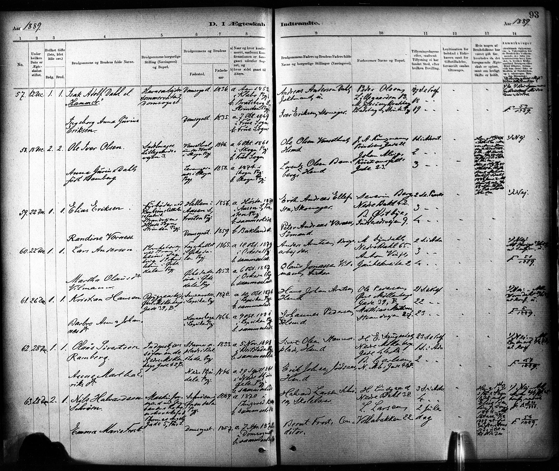 Ministerialprotokoller, klokkerbøker og fødselsregistre - Sør-Trøndelag, AV/SAT-A-1456/604/L0189: Parish register (official) no. 604A10, 1878-1892, p. 93