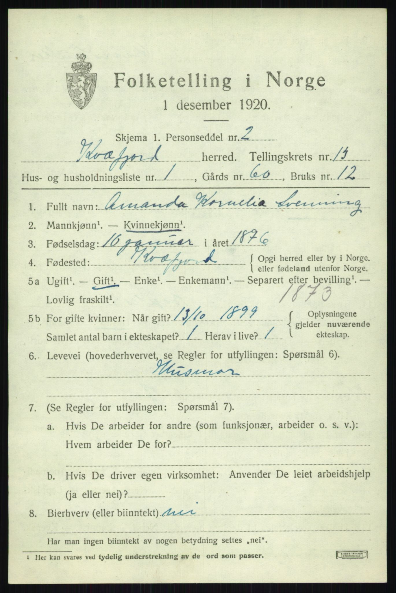 SATØ, 1920 census for Kvæfjord, 1920, p. 6313