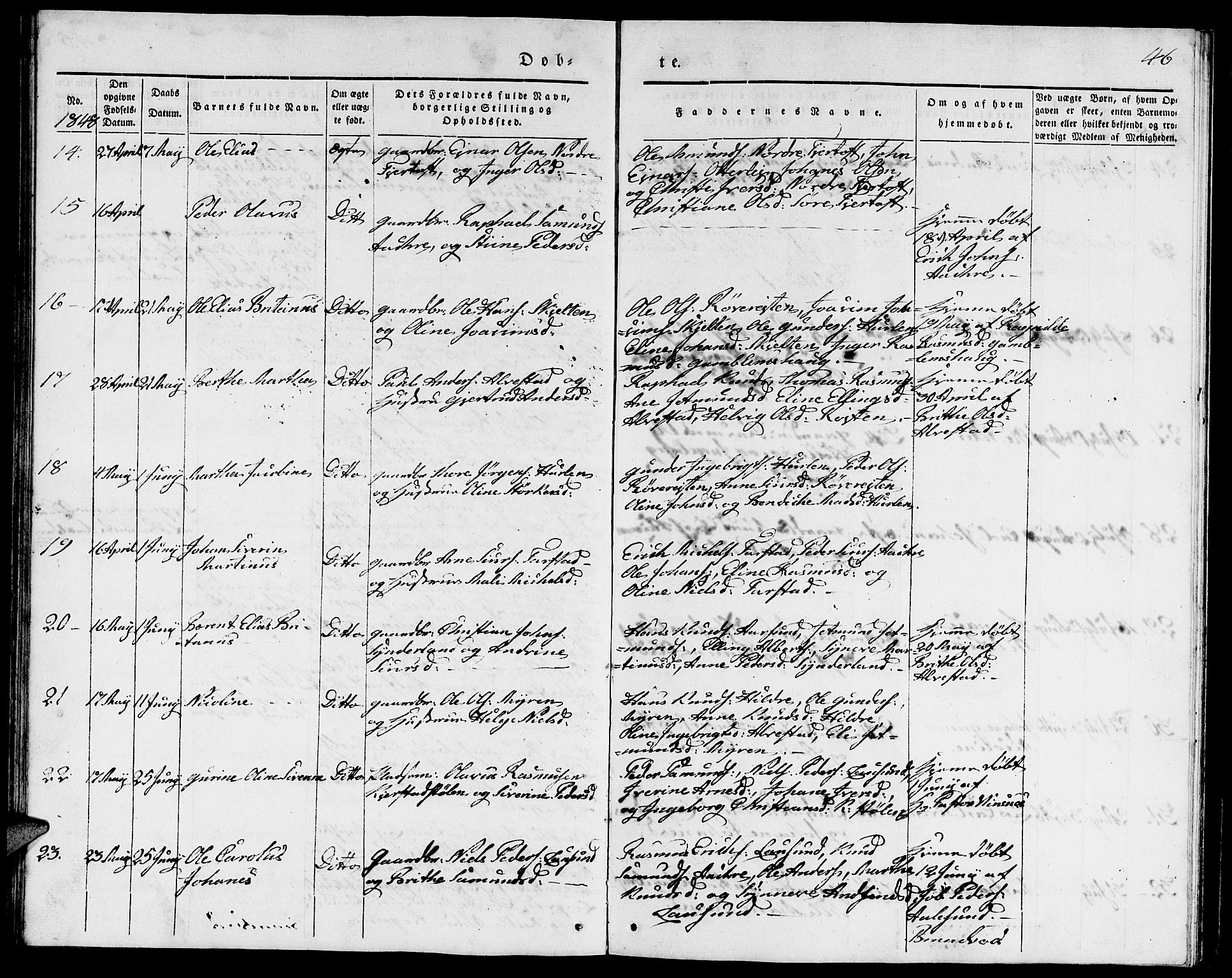 Ministerialprotokoller, klokkerbøker og fødselsregistre - Møre og Romsdal, AV/SAT-A-1454/536/L0507: Parish register (copy) no. 536C02, 1839-1859, p. 46