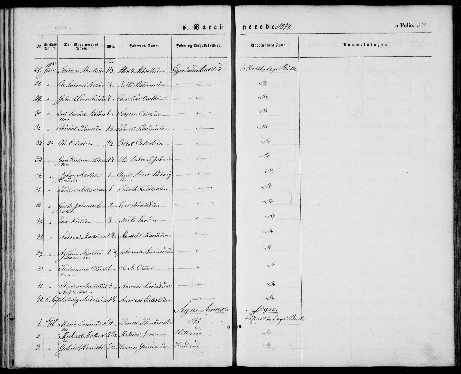 Eigersund sokneprestkontor, AV/SAST-A-101807/S08/L0013: Parish register (official) no. A 12.2, 1850-1865, p. 551