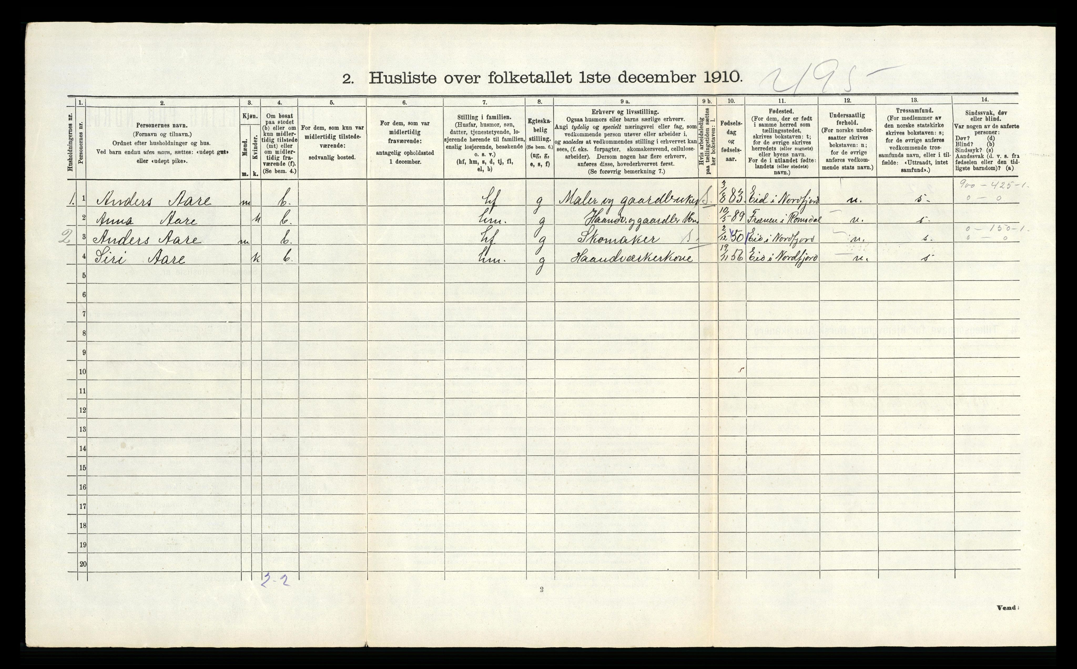 RA, 1910 census for Hof, 1910, p. 823