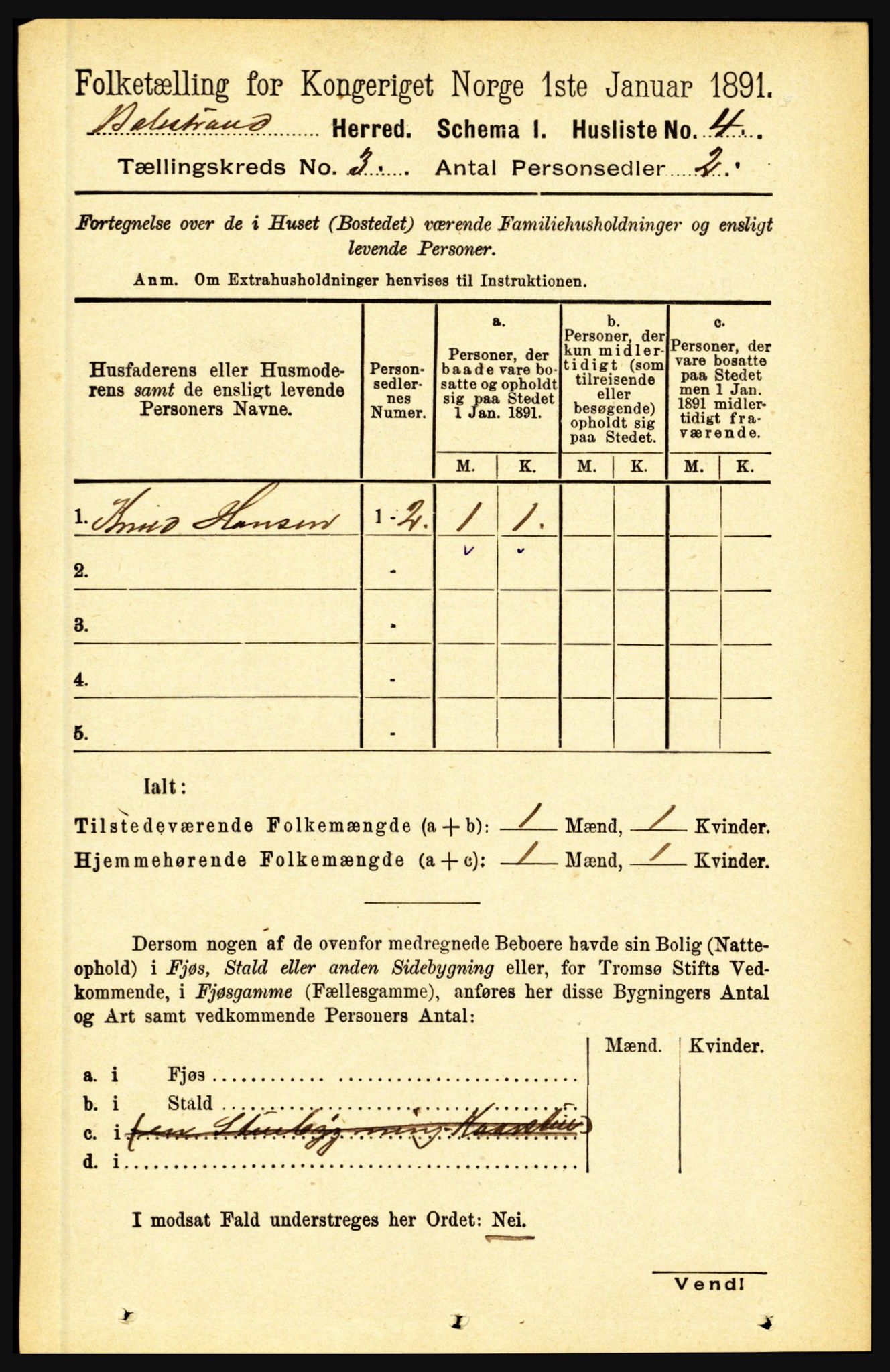 RA, 1891 census for 1418 Balestrand, 1891, p. 561