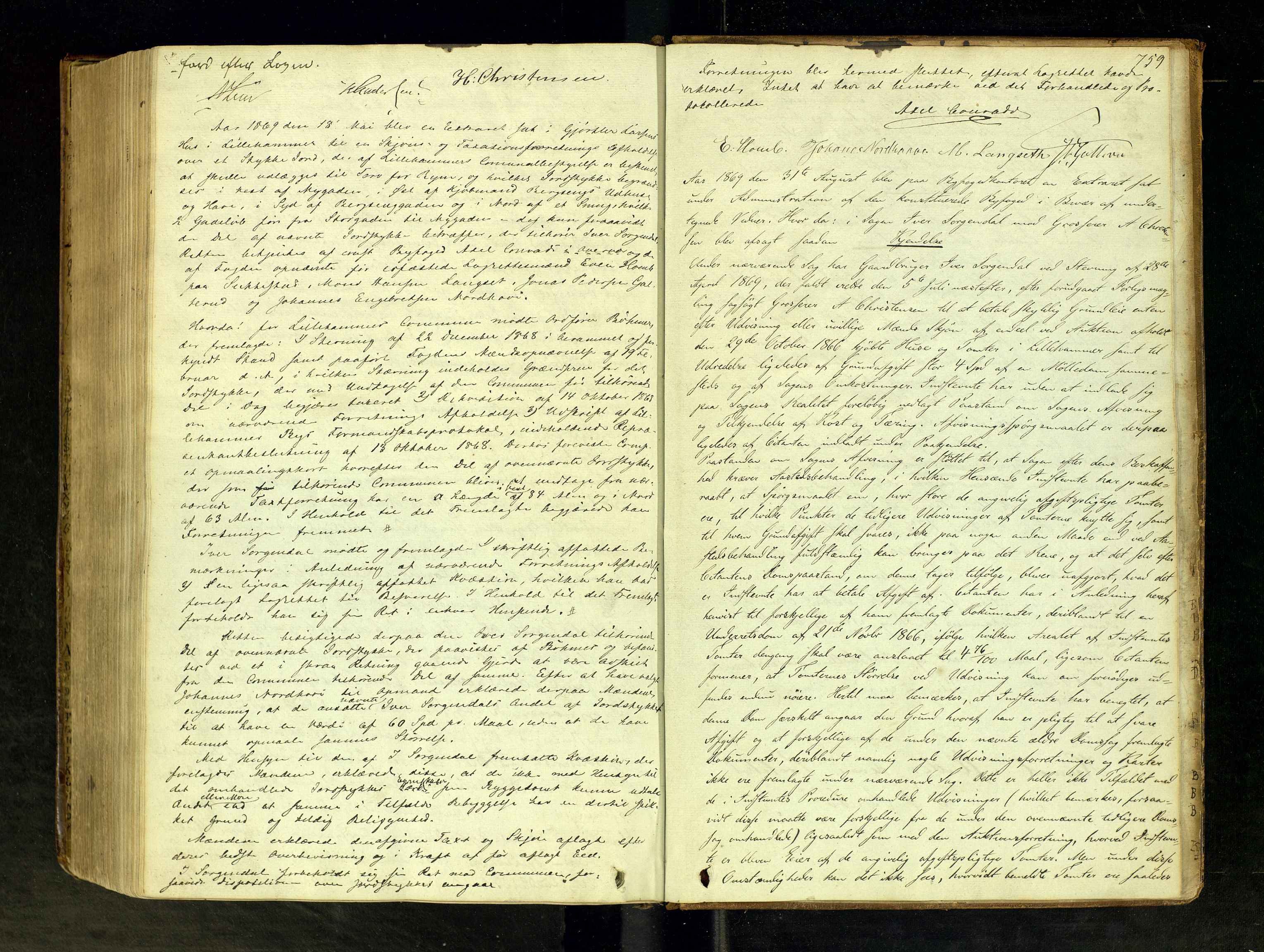 Lillehammer byfogd og byskriver, AV/SAH-TING-040/G/Gc/Gca/L0001: Ekstrarettsprotokoll, 1843-1869, p. 758-759