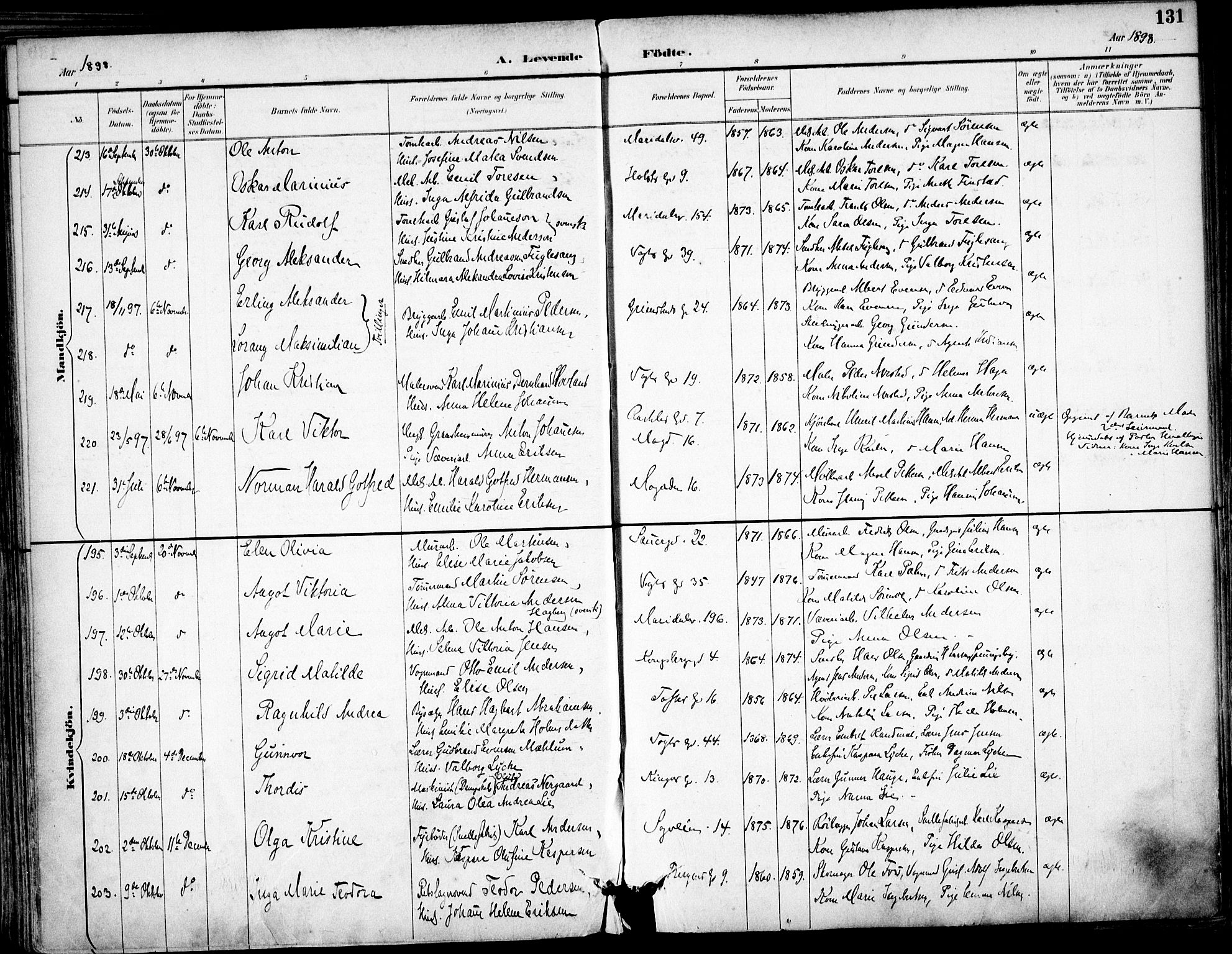Sagene prestekontor Kirkebøker, AV/SAO-A-10796/F/L0004: Parish register (official) no. 4, 1894-1904, p. 131