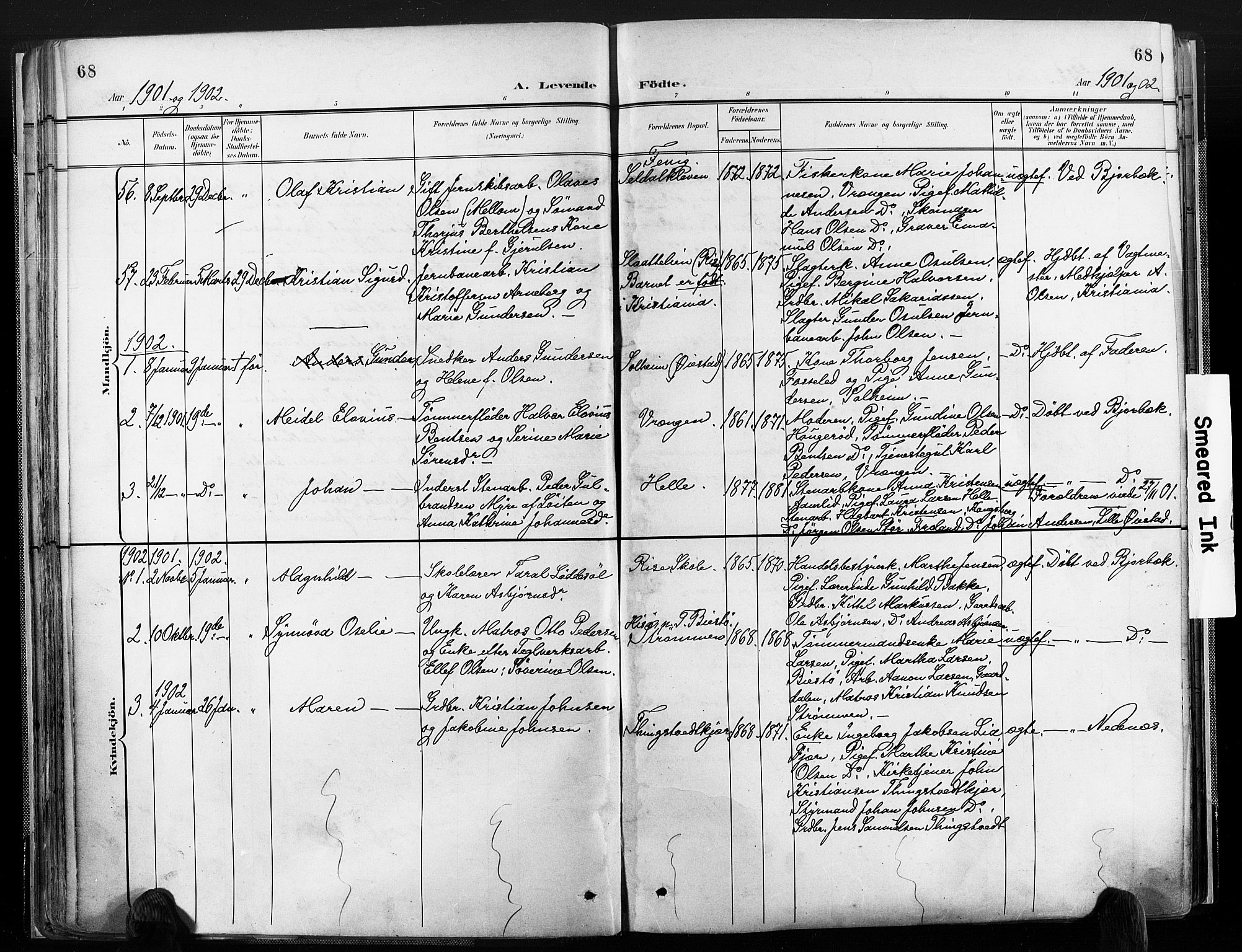 Øyestad sokneprestkontor, SAK/1111-0049/F/Fa/L0018: Parish register (official) no. A 18, 1897-1907, p. 68