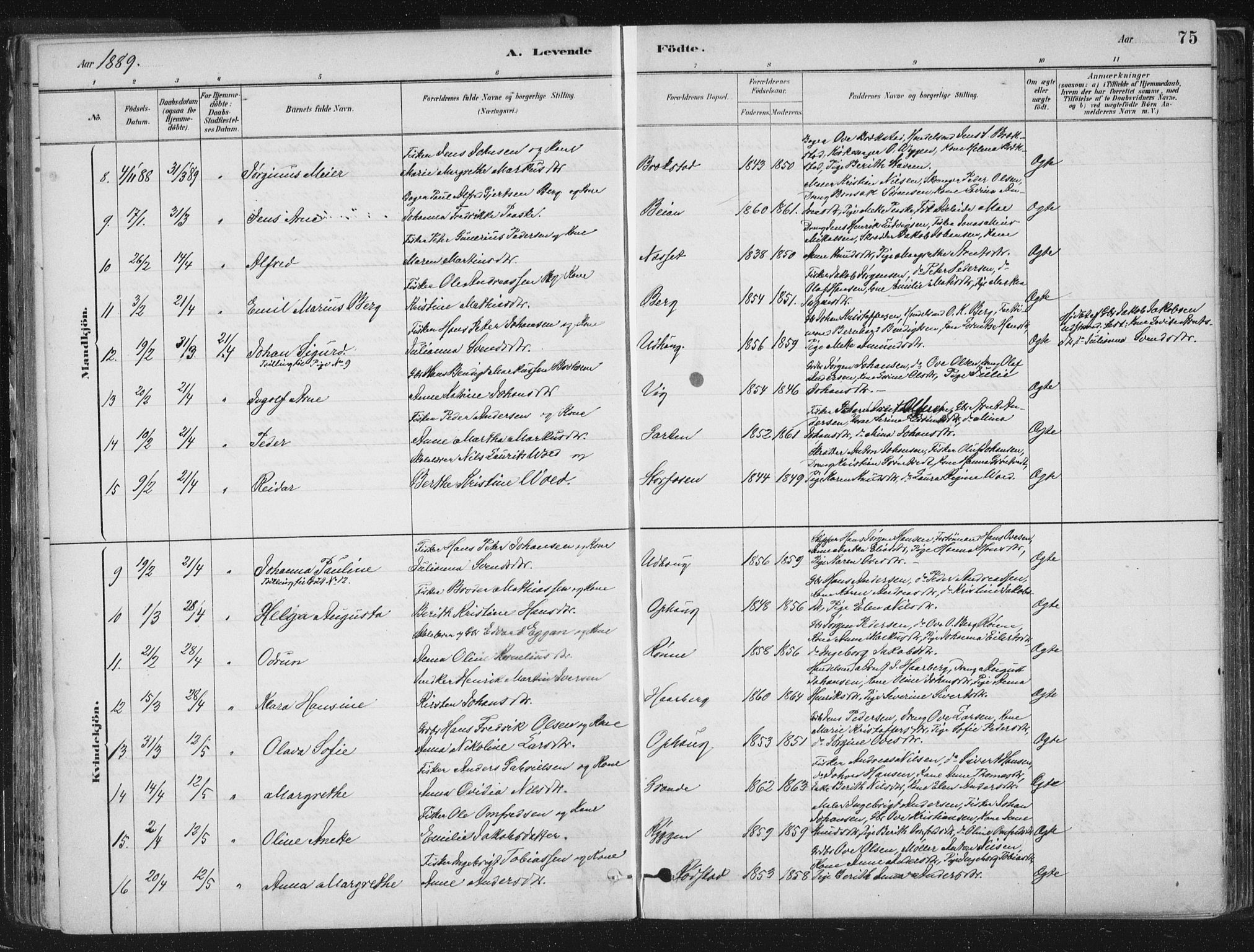 Ministerialprotokoller, klokkerbøker og fødselsregistre - Sør-Trøndelag, AV/SAT-A-1456/659/L0739: Parish register (official) no. 659A09, 1879-1893, p. 75