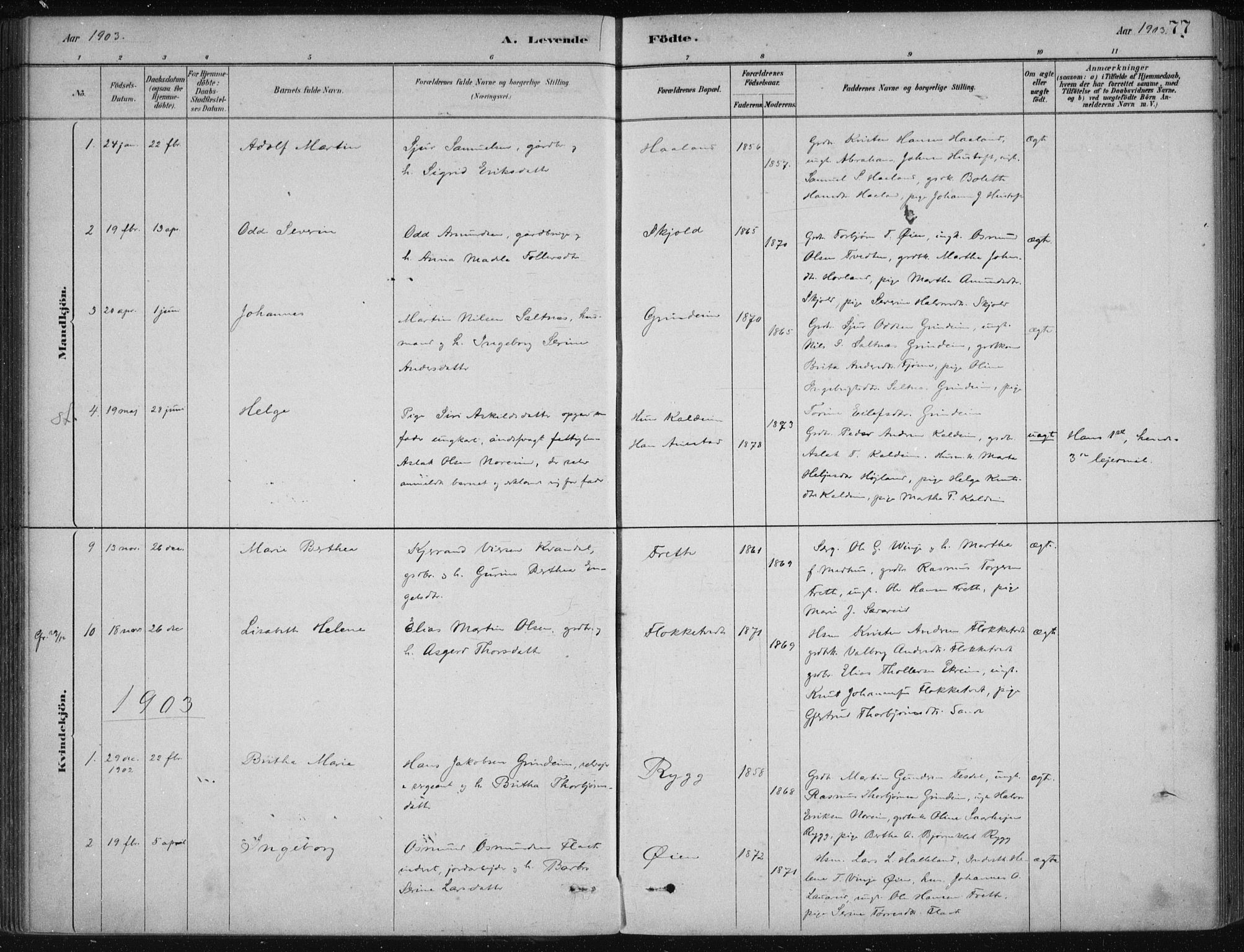 Etne sokneprestembete, SAB/A-75001/H/Haa: Parish register (official) no. D  1, 1879-1919, p. 77