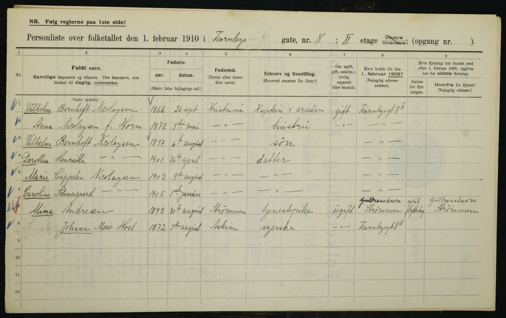 OBA, Municipal Census 1910 for Kristiania, 1910, p. 22530