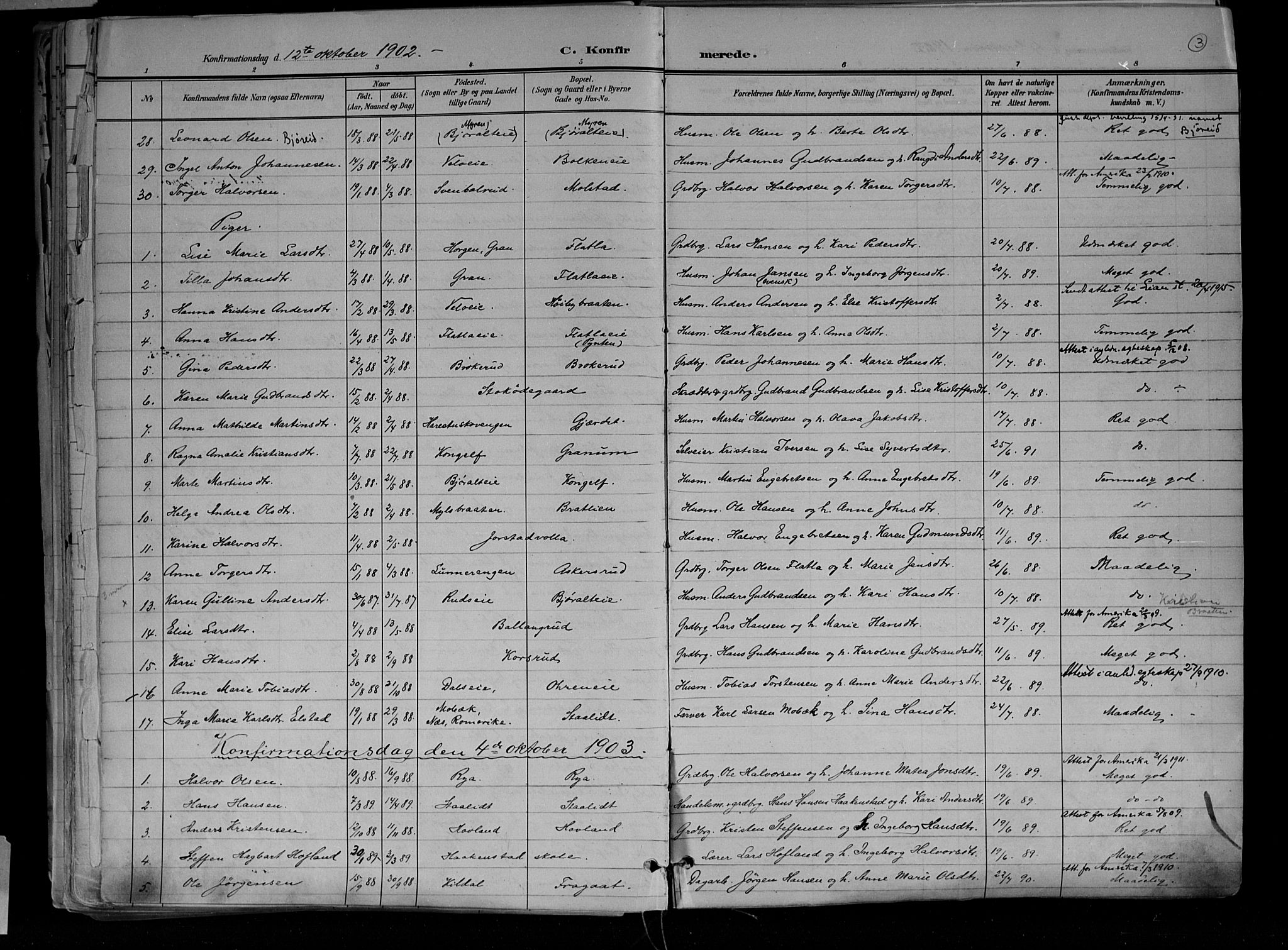 Jevnaker prestekontor, SAH/PREST-116/H/Ha/Haa/L0010: Parish register (official) no. 10, 1891-1906, p. 3