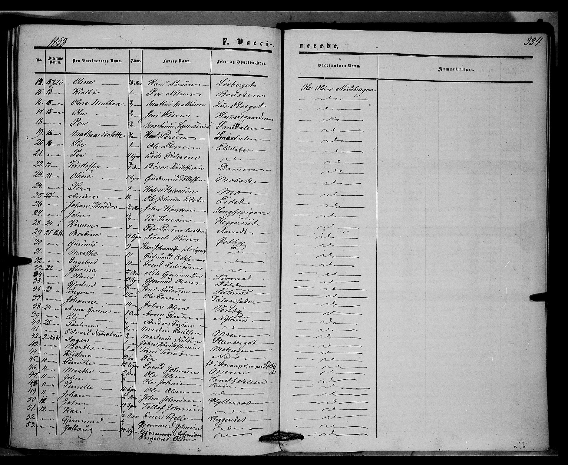 Trysil prestekontor, AV/SAH-PREST-046/H/Ha/Haa/L0005: Parish register (official) no. 5, 1851-1865, p. 334