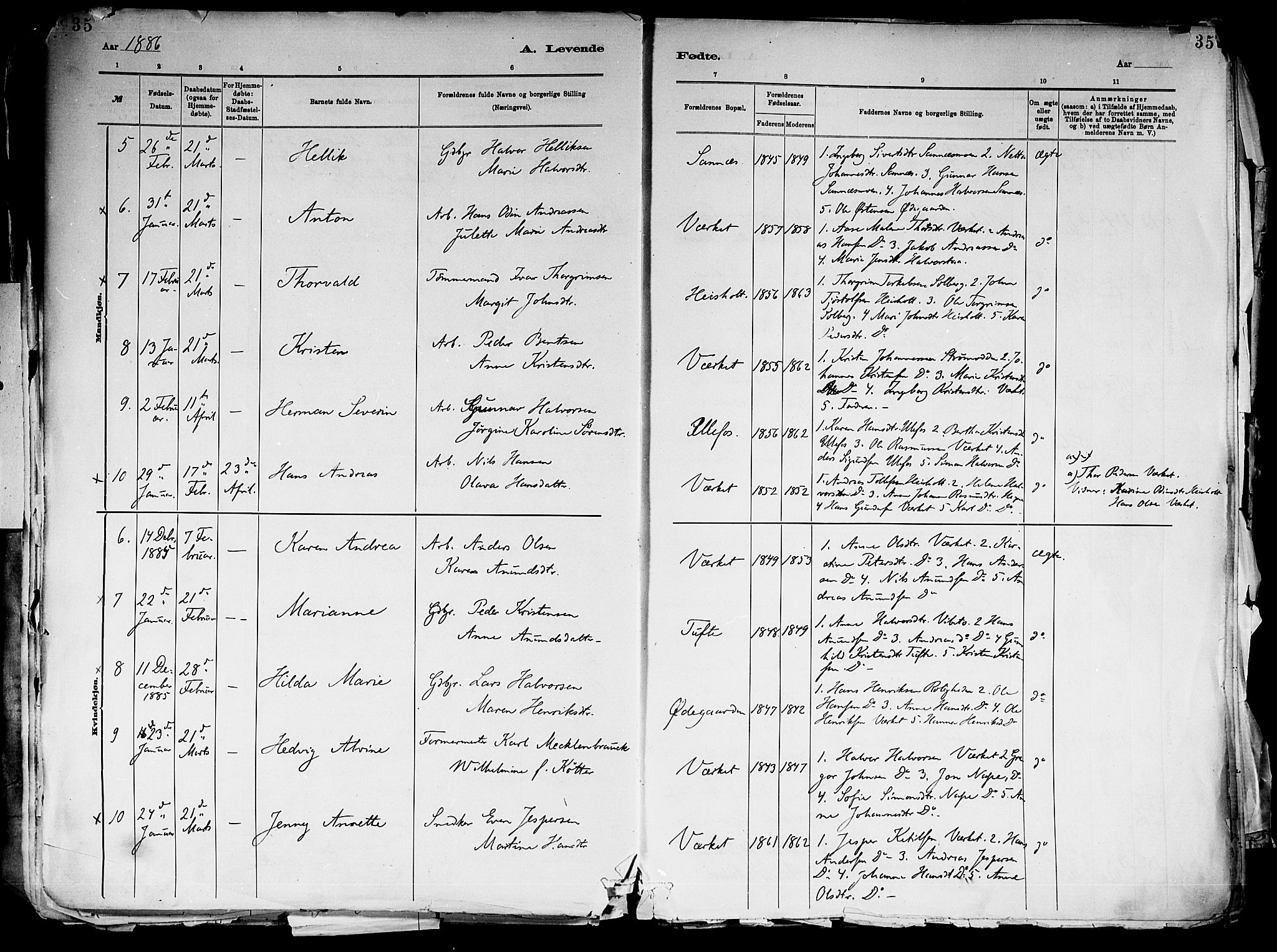 Holla kirkebøker, SAKO/A-272/F/Fa/L0008: Parish register (official) no. 8, 1882-1897, p. 35