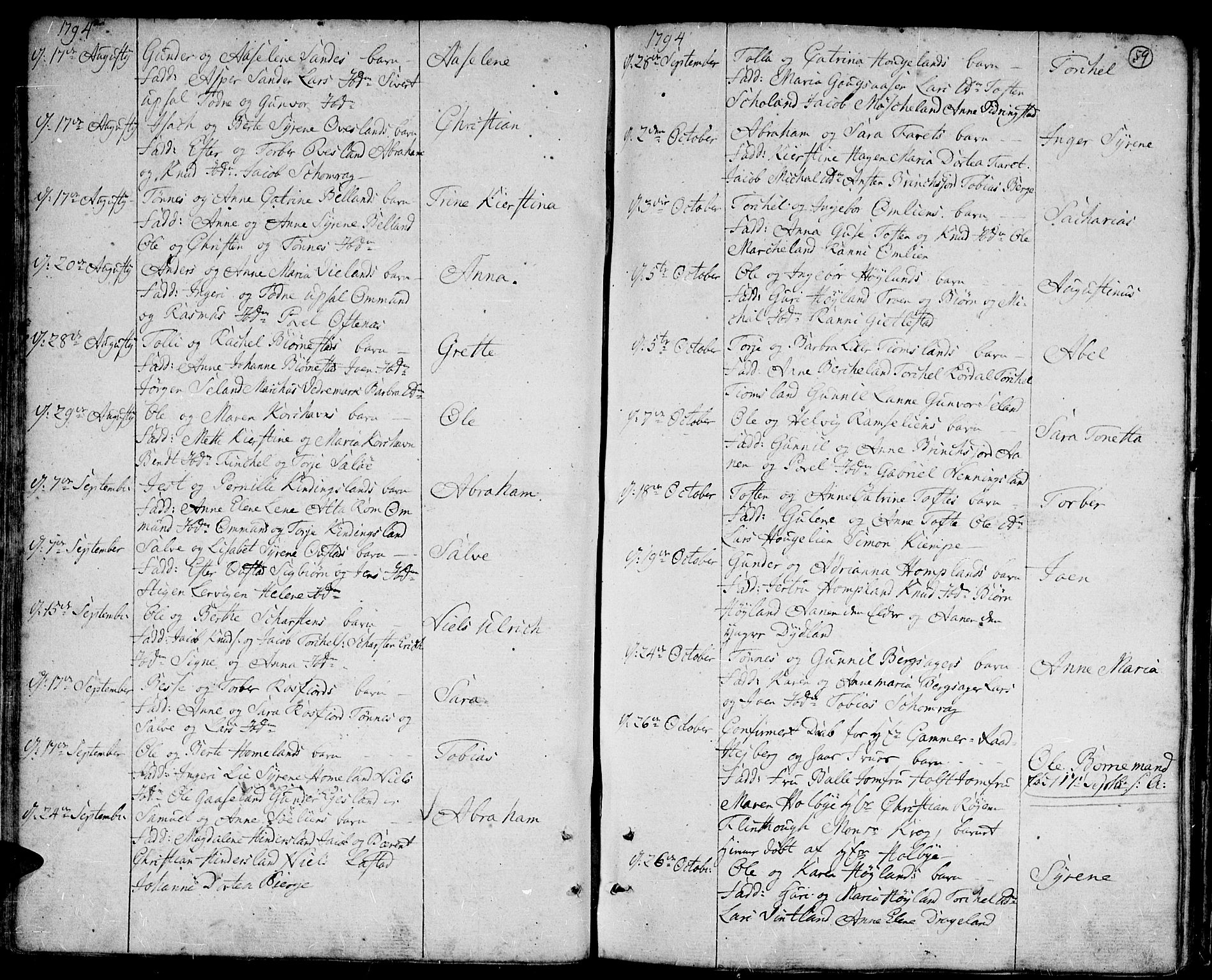 Lyngdal sokneprestkontor, AV/SAK-1111-0029/F/Fa/Fac/L0004: Parish register (official) no. A 4, 1780-1815, p. 59