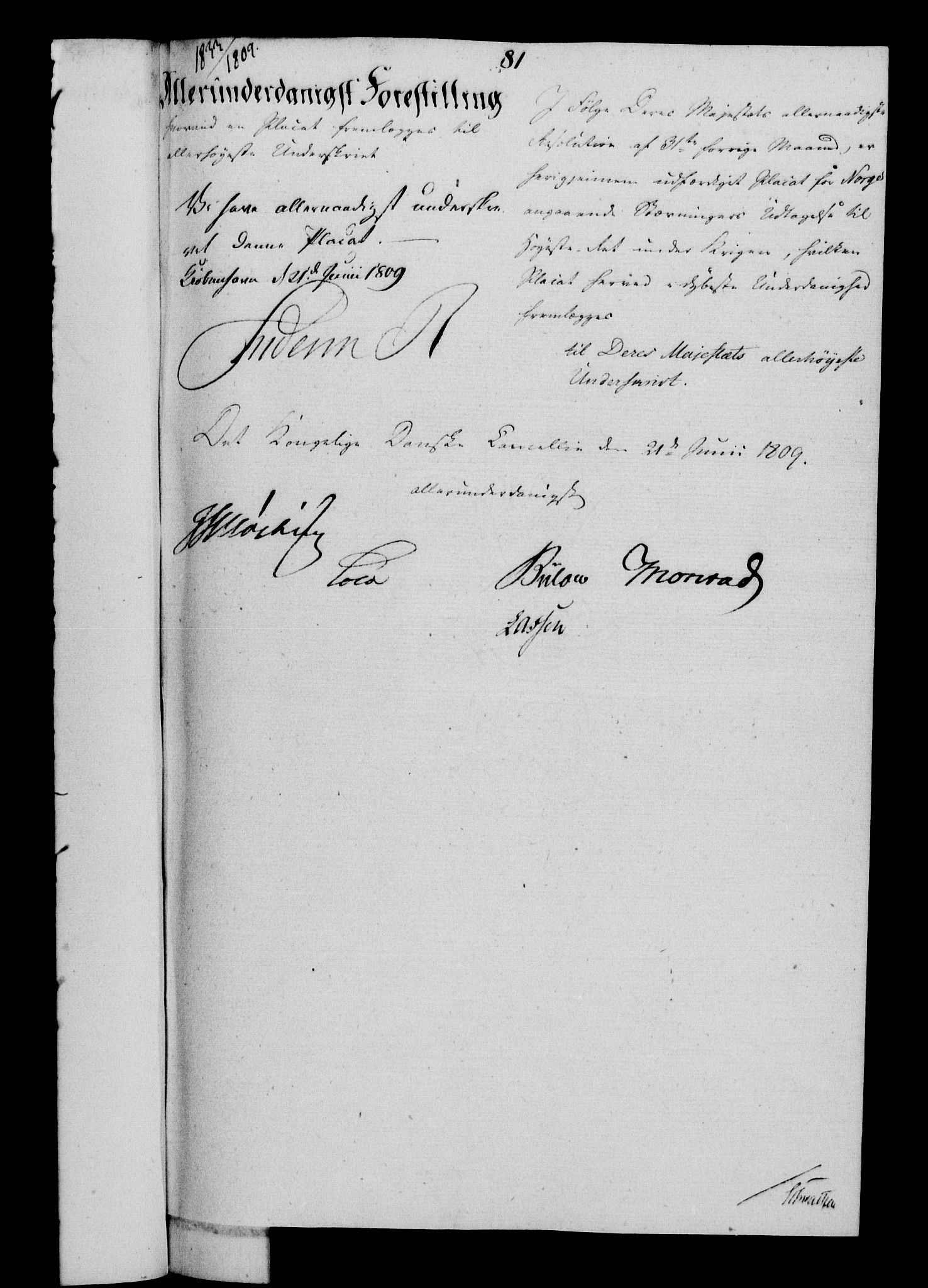 Danske Kanselli 1800-1814, AV/RA-EA-3024/H/Hf/Hfa/Hfab/L0010: Forestillinger, 1809-1810