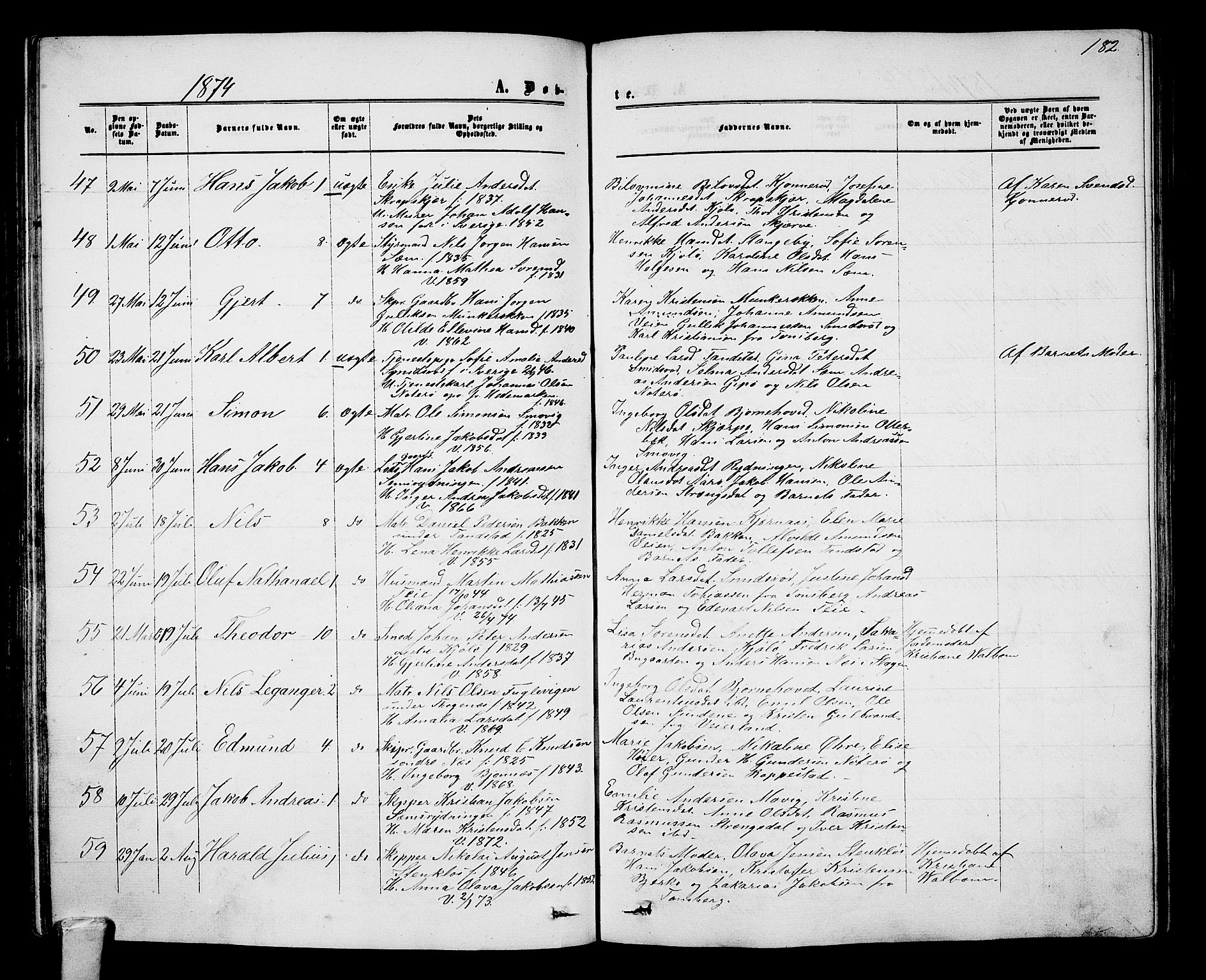 Nøtterøy kirkebøker, SAKO/A-354/G/Ga/L0002: Parish register (copy) no. I 2, 1860-1877, p. 182