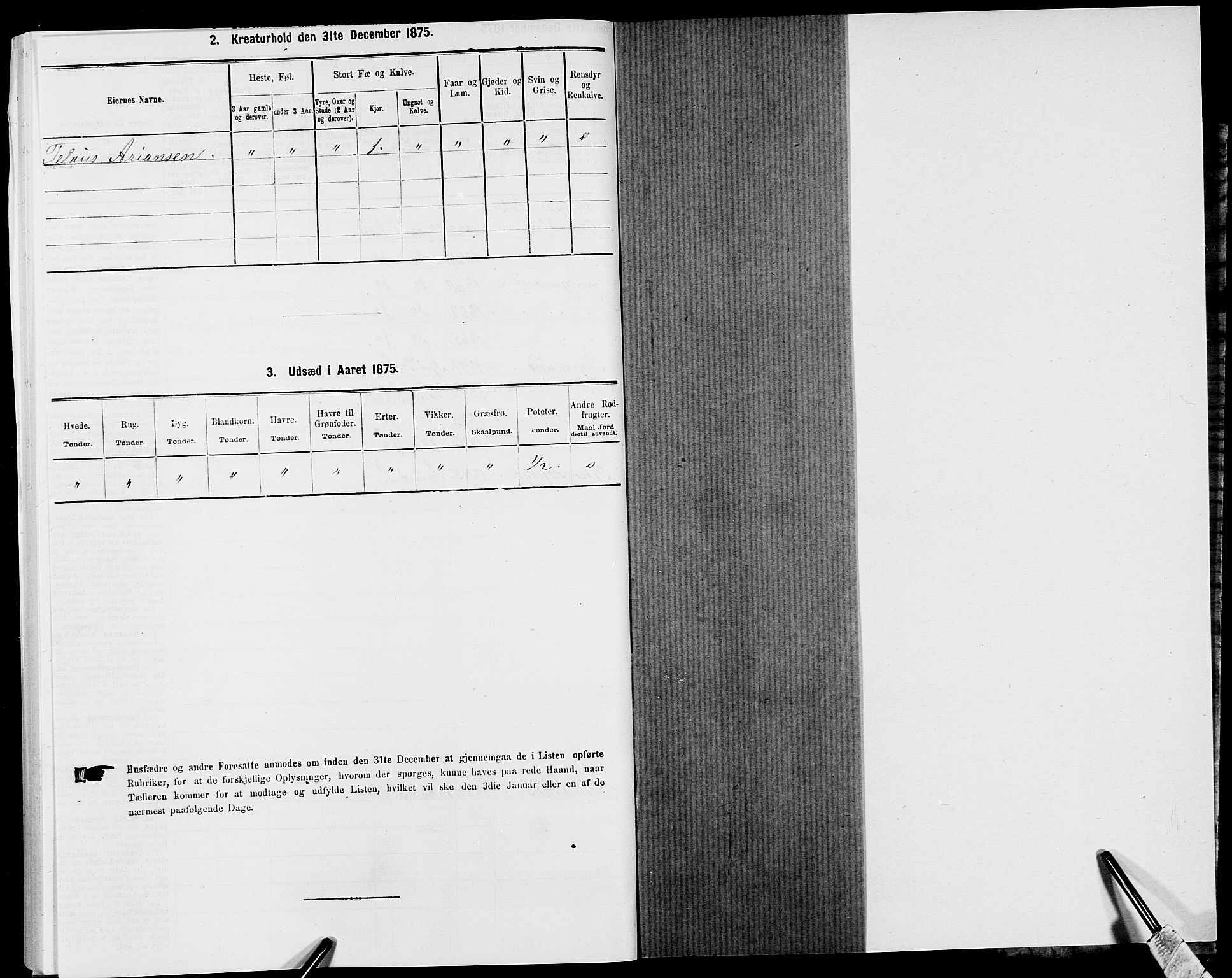 SAK, 1875 census for 1029P Sør-Audnedal, 1875, p. 1307