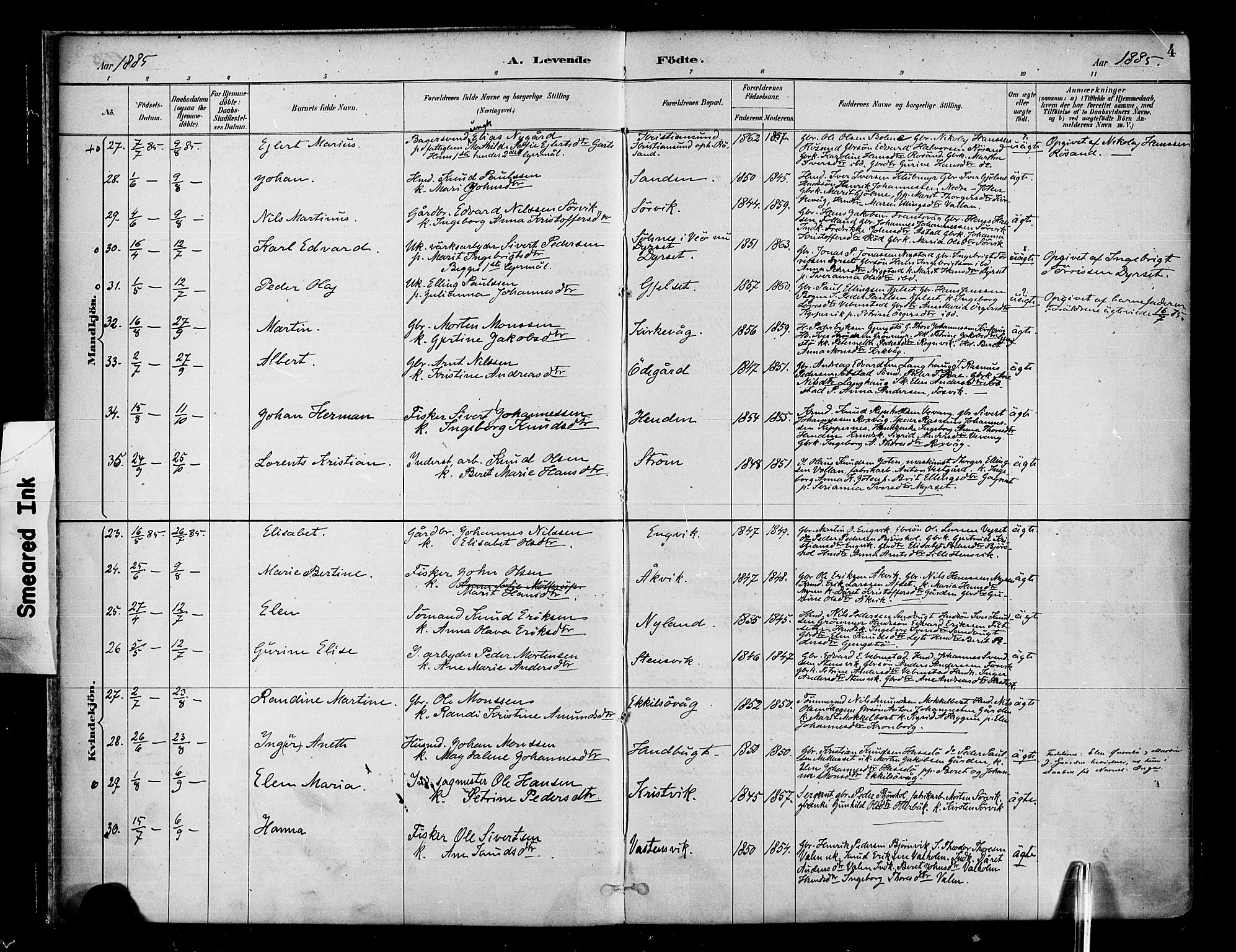 Ministerialprotokoller, klokkerbøker og fødselsregistre - Møre og Romsdal, AV/SAT-A-1454/569/L0819: Parish register (official) no. 569A05, 1885-1899, p. 4