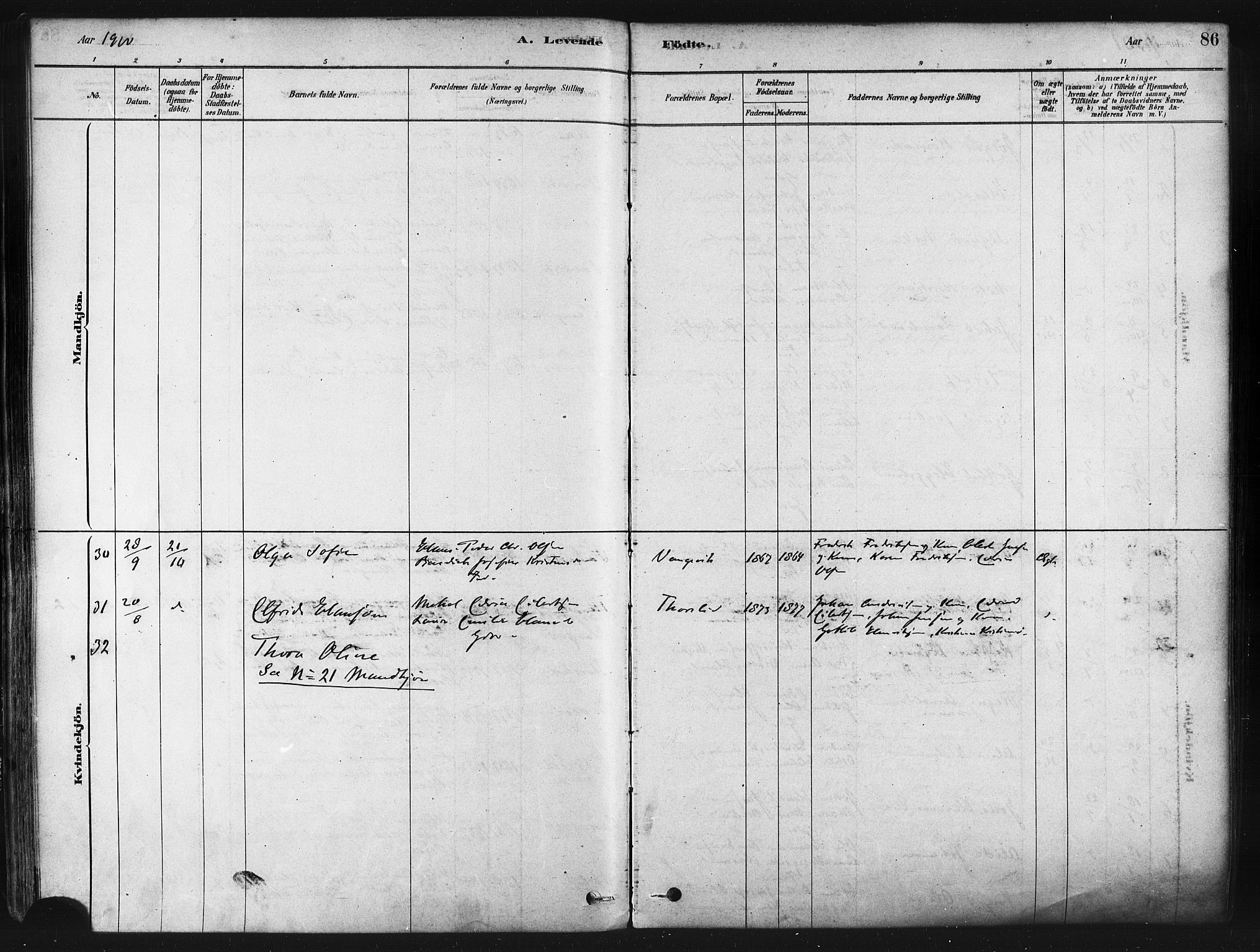 Tranøy sokneprestkontor, SATØ/S-1313/I/Ia/Iaa/L0009kirke: Parish register (official) no. 9, 1878-1904, p. 86