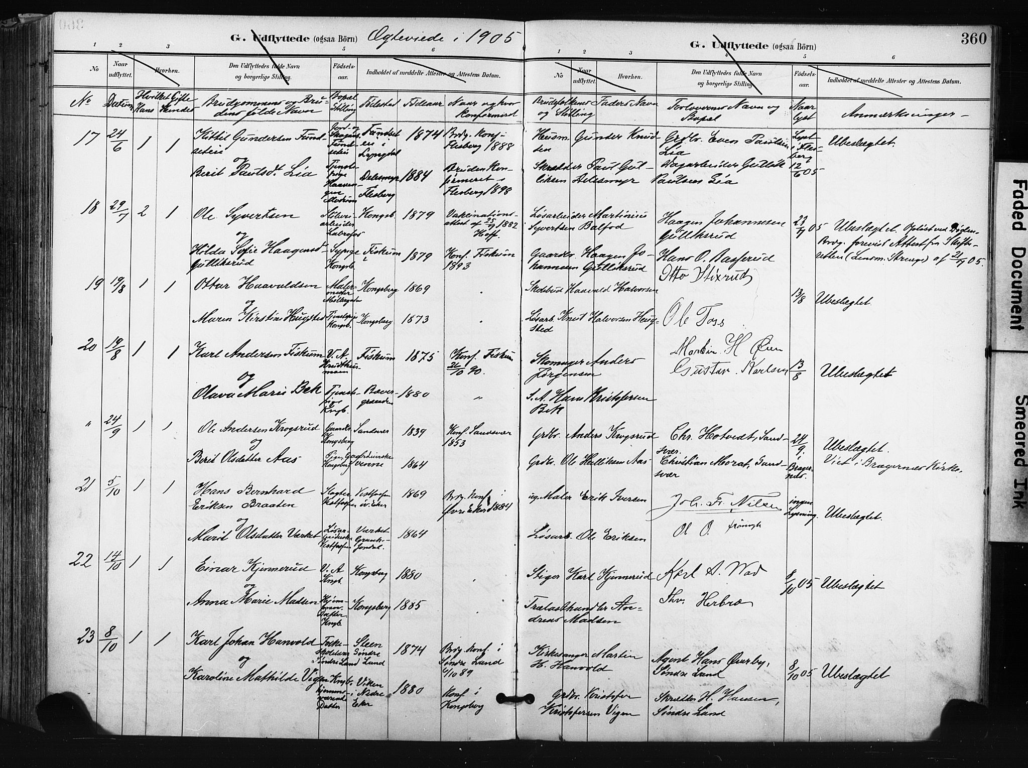 Kongsberg kirkebøker, AV/SAKO-A-22/F/Fb/L0003: Parish register (official) no. II 3, 1896-1905, p. 360