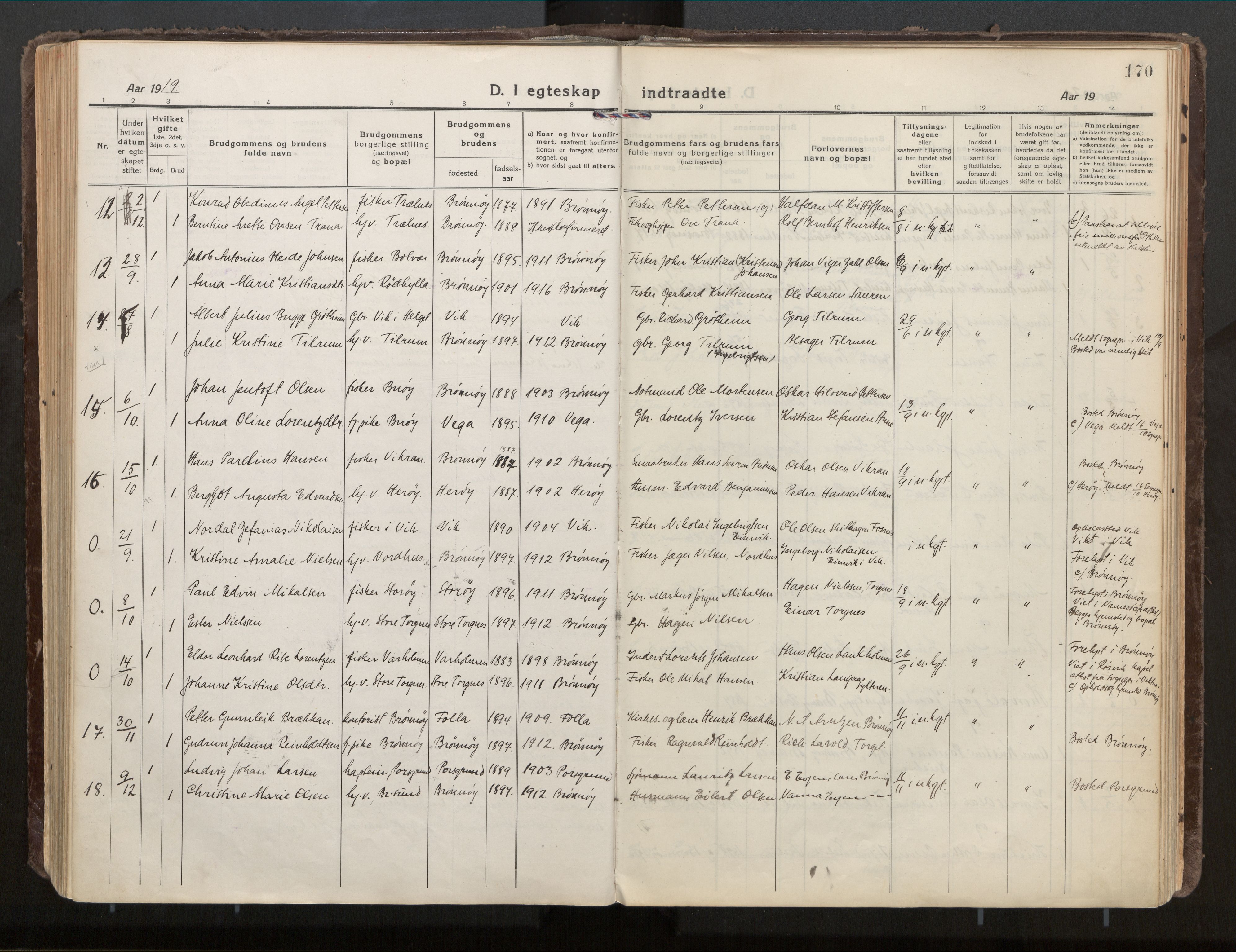 Ministerialprotokoller, klokkerbøker og fødselsregistre - Nordland, SAT/A-1459/813/L0207a: Parish register (official) no. 813A18, 1919-1927, p. 170