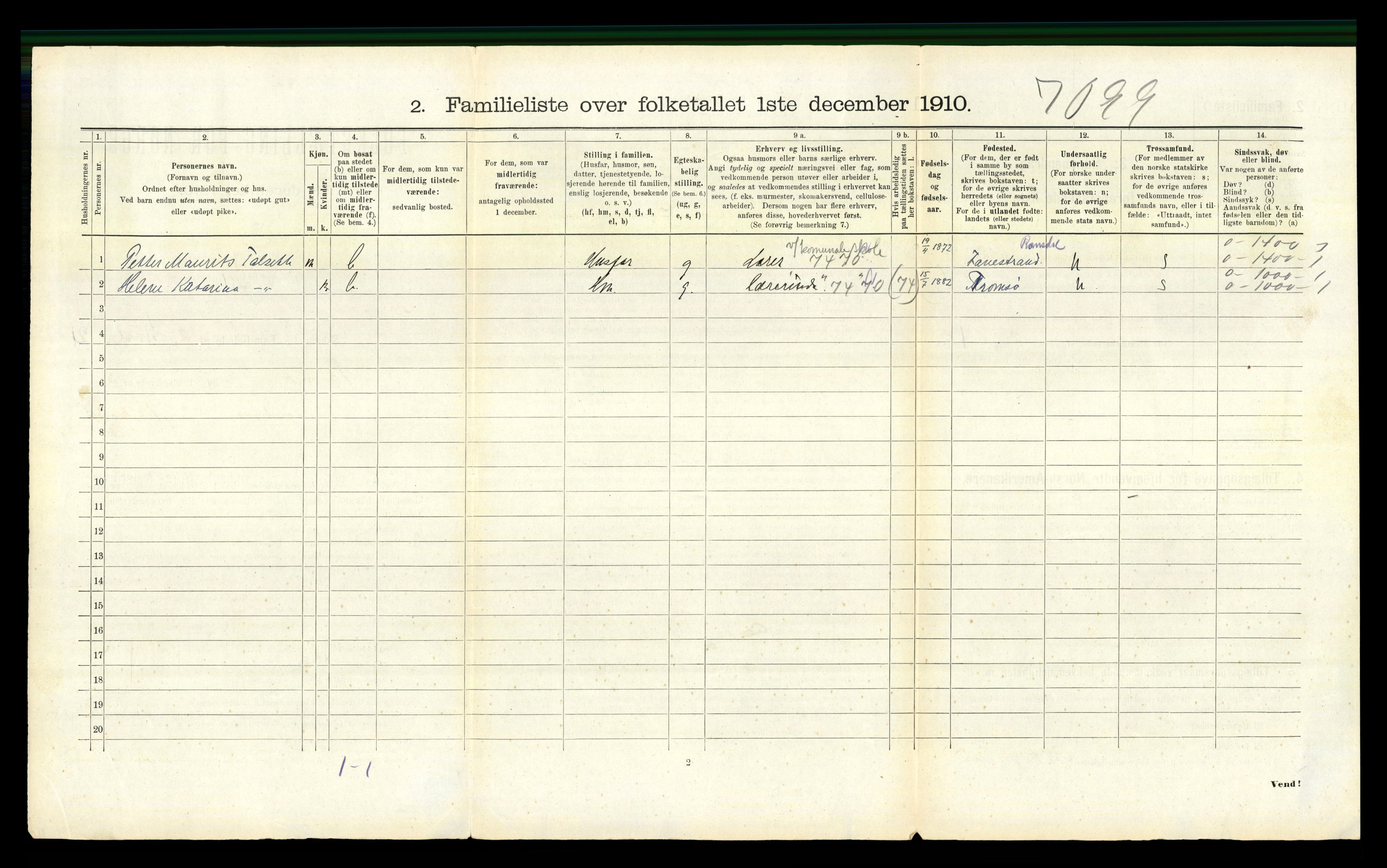 RA, 1910 census for Narvik, 1910, p. 1942