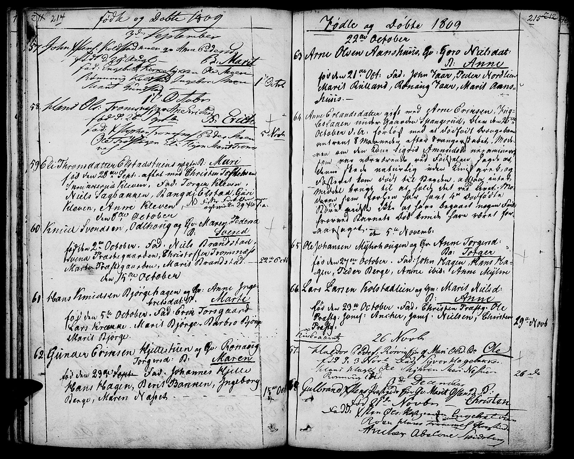 Ringebu prestekontor, AV/SAH-PREST-082/H/Ha/Haa/L0003: Parish register (official) no. 3, 1781-1820, p. 214-215