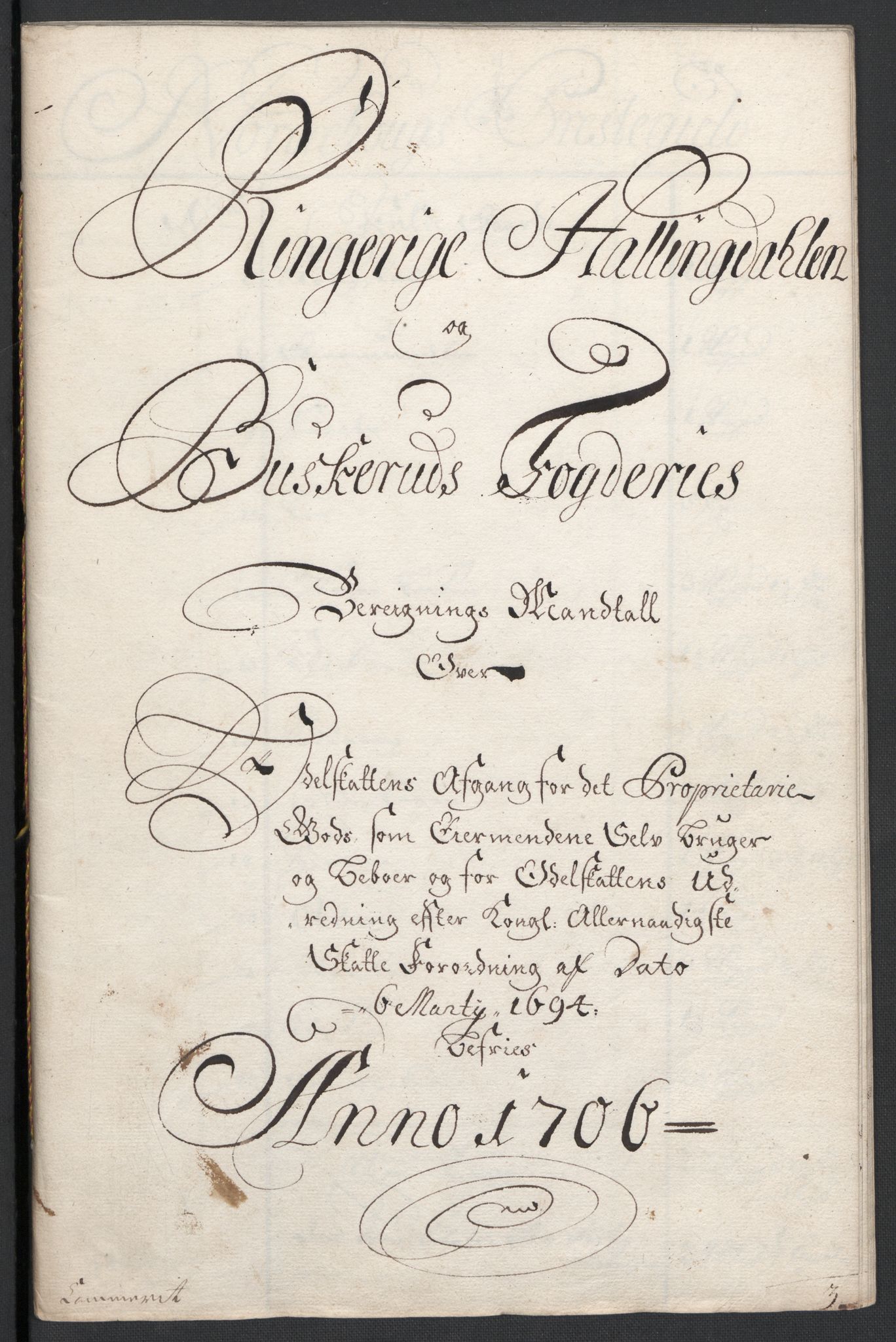 Rentekammeret inntil 1814, Reviderte regnskaper, Fogderegnskap, RA/EA-4092/R22/L1465: Fogderegnskap Ringerike, Hallingdal og Buskerud, 1706, p. 258