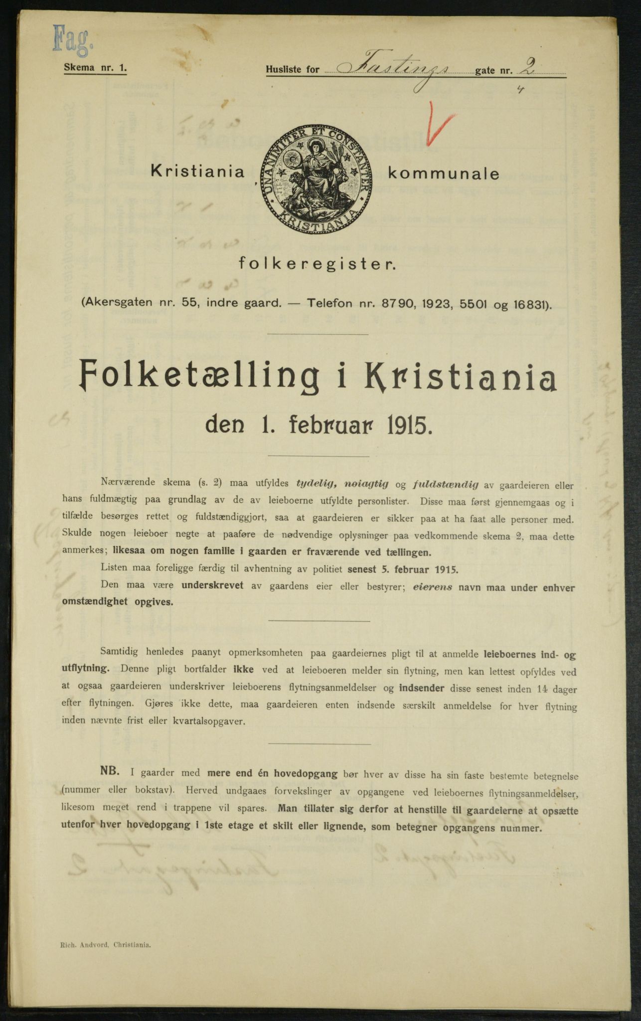 OBA, Municipal Census 1915 for Kristiania, 1915, p. 23184