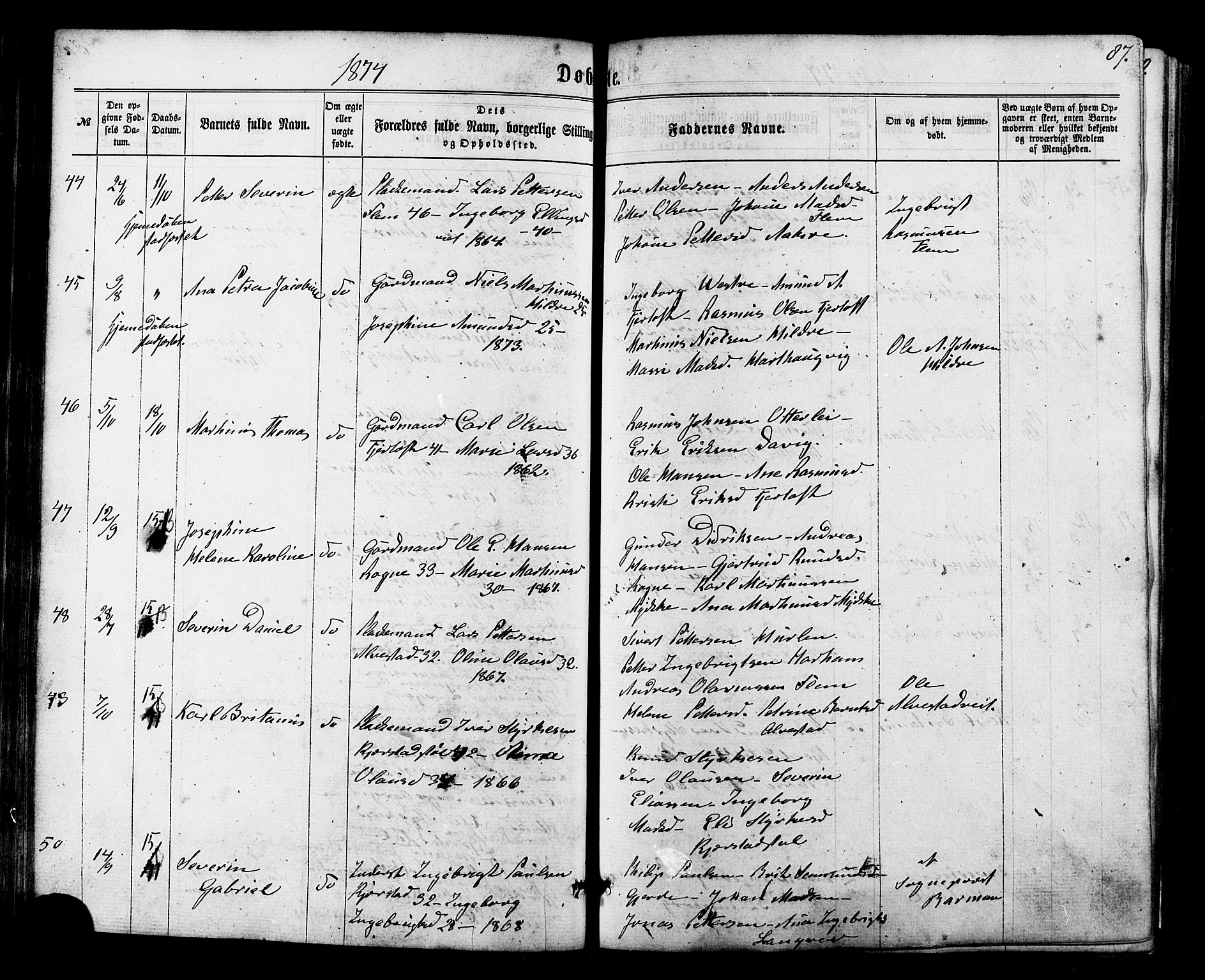 Ministerialprotokoller, klokkerbøker og fødselsregistre - Møre og Romsdal, AV/SAT-A-1454/536/L0498: Parish register (official) no. 536A07, 1862-1875, p. 87