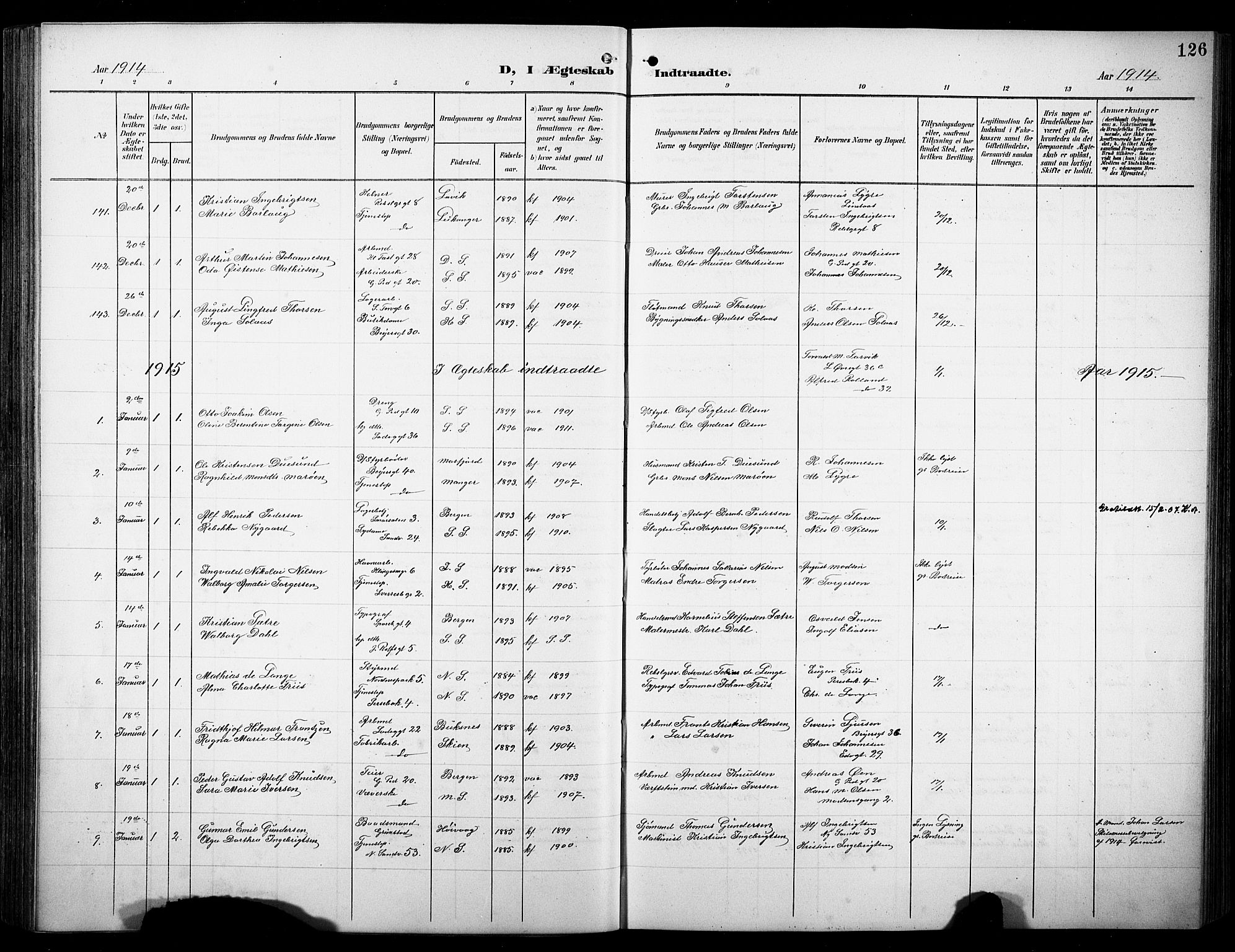 Sandviken Sokneprestembete, SAB/A-77601/H/Hb/L0014: Parish register (copy) no. D 1, 1902-1929, p. 126
