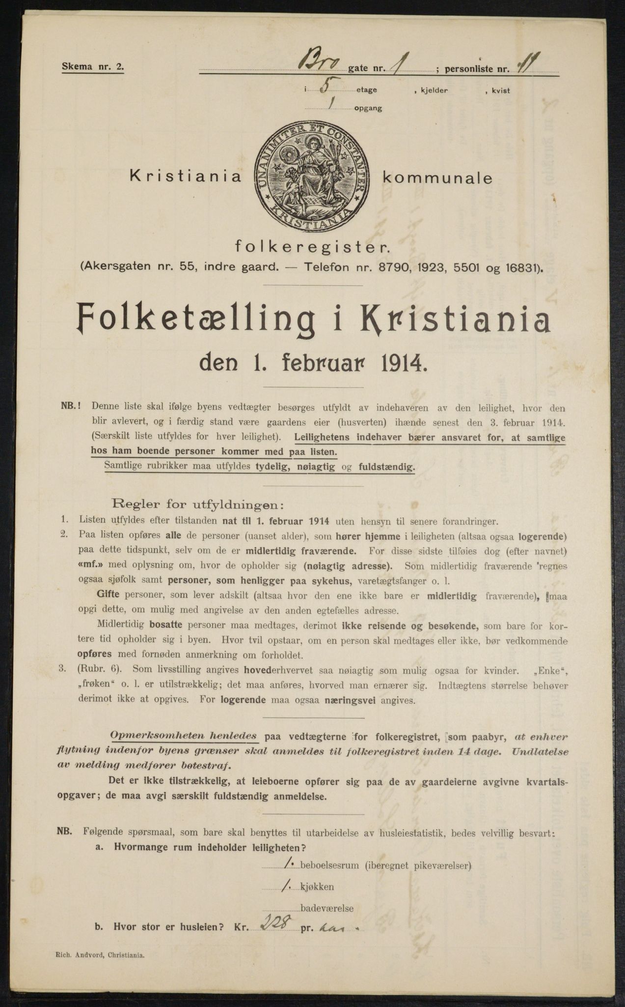 OBA, Municipal Census 1914 for Kristiania, 1914, p. 9712