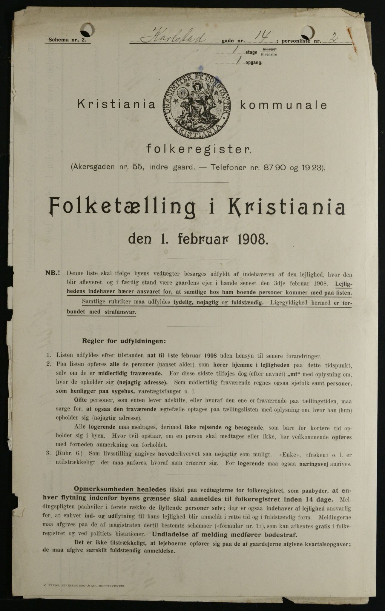 OBA, Municipal Census 1908 for Kristiania, 1908, p. 44052