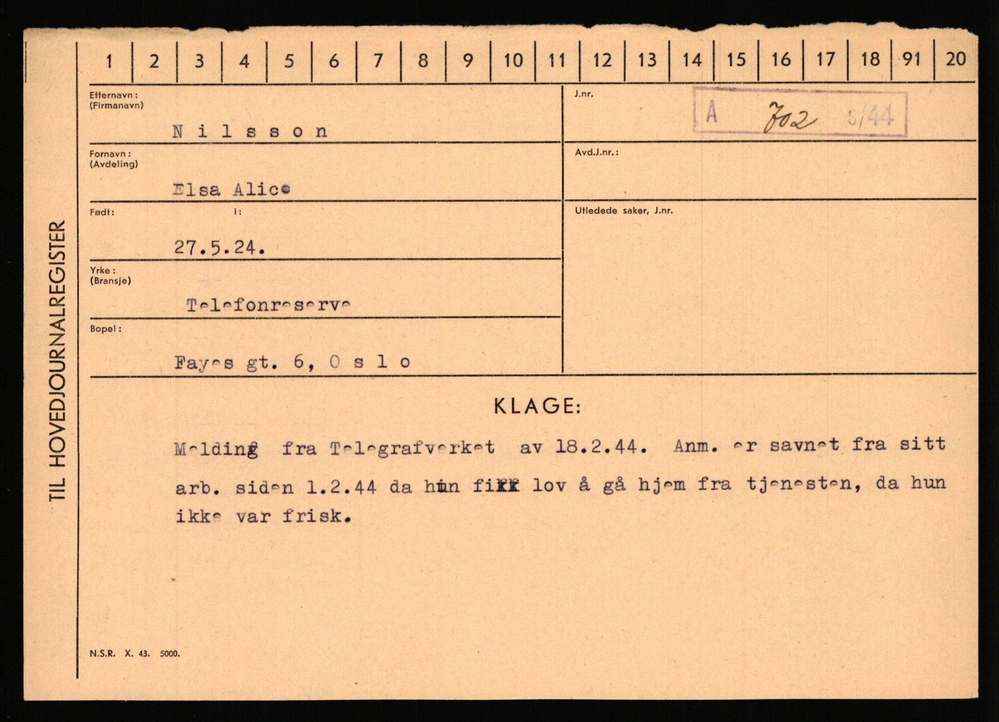 Statspolitiet - Hovedkontoret / Osloavdelingen, AV/RA-S-1329/C/Ca/L0011: Molberg - Nøstvold, 1943-1945, p. 3378