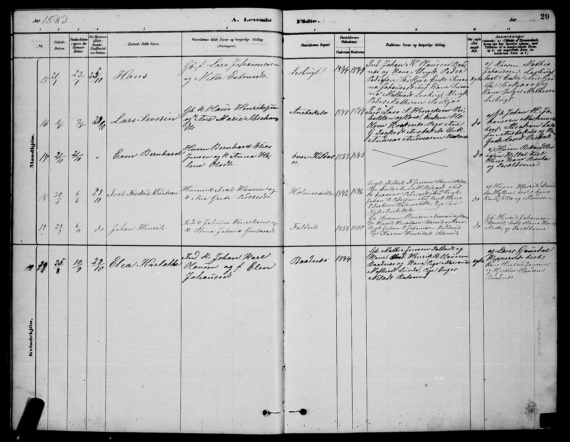 Skjervøy sokneprestkontor, AV/SATØ-S-1300/H/Ha/Hab/L0020klokker: Parish register (copy) no. 20, 1878-1892, p. 29