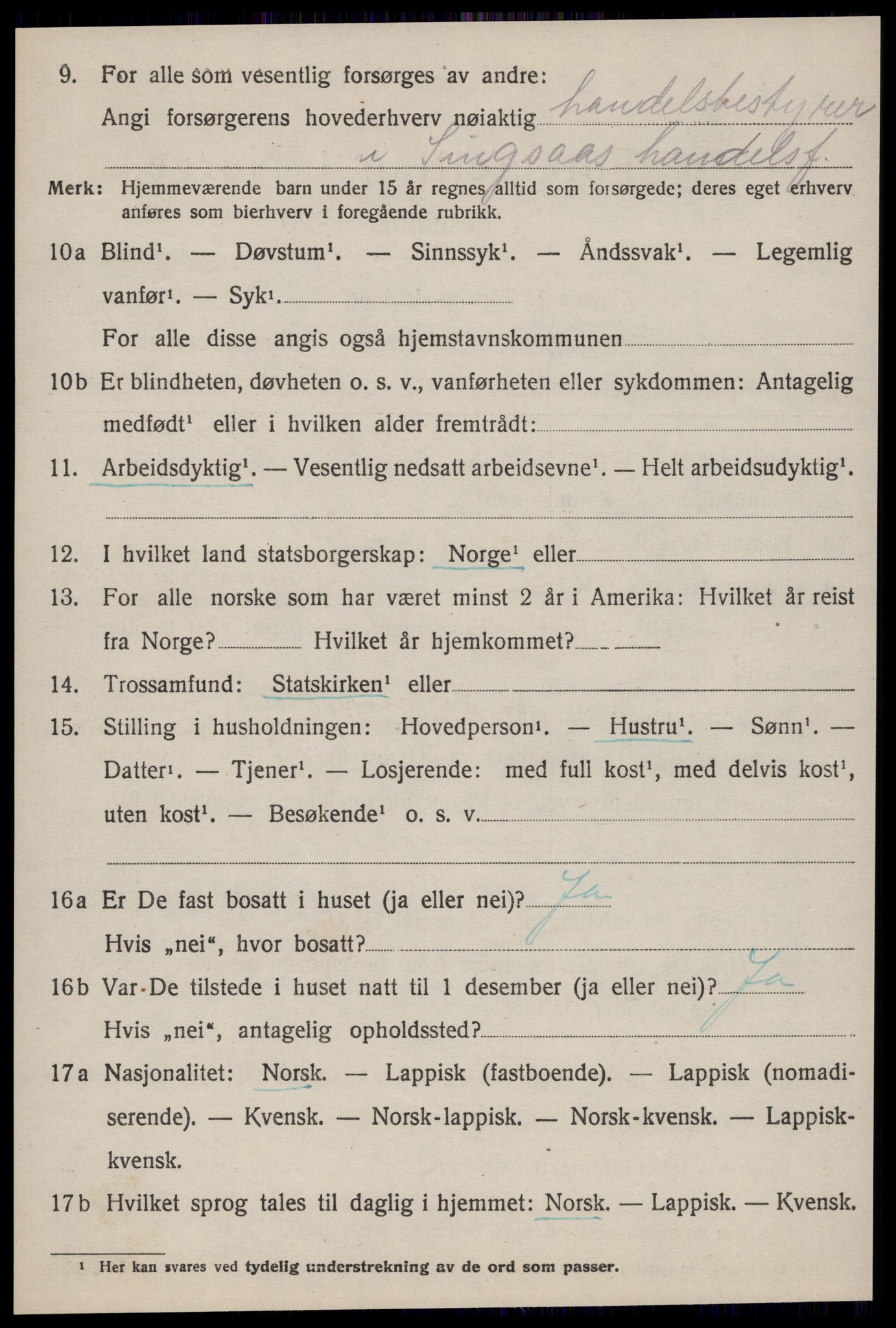 SAT, 1920 census for Singsås, 1920, p. 2108