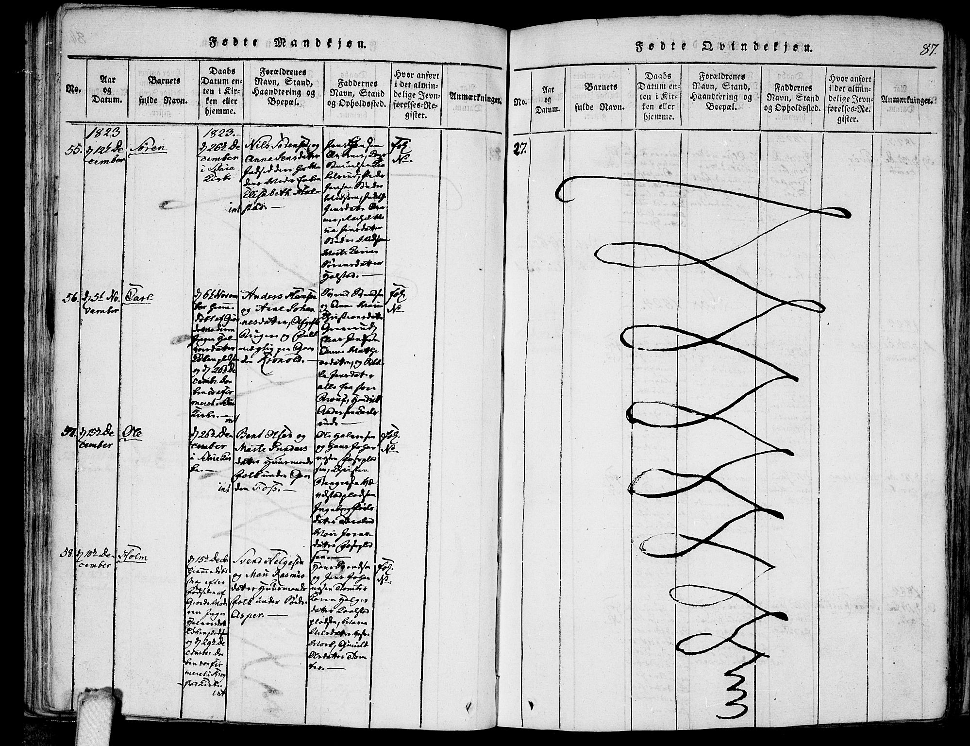 Kråkstad prestekontor Kirkebøker, AV/SAO-A-10125a/F/Fa/L0003: Parish register (official) no. I 3, 1813-1824, p. 87