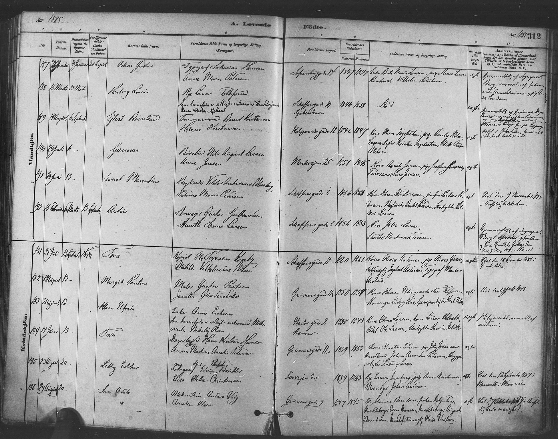 Paulus prestekontor Kirkebøker, AV/SAO-A-10871/F/Fa/L0003: Parish register (official) no. 3, 1879-1887, p. 312