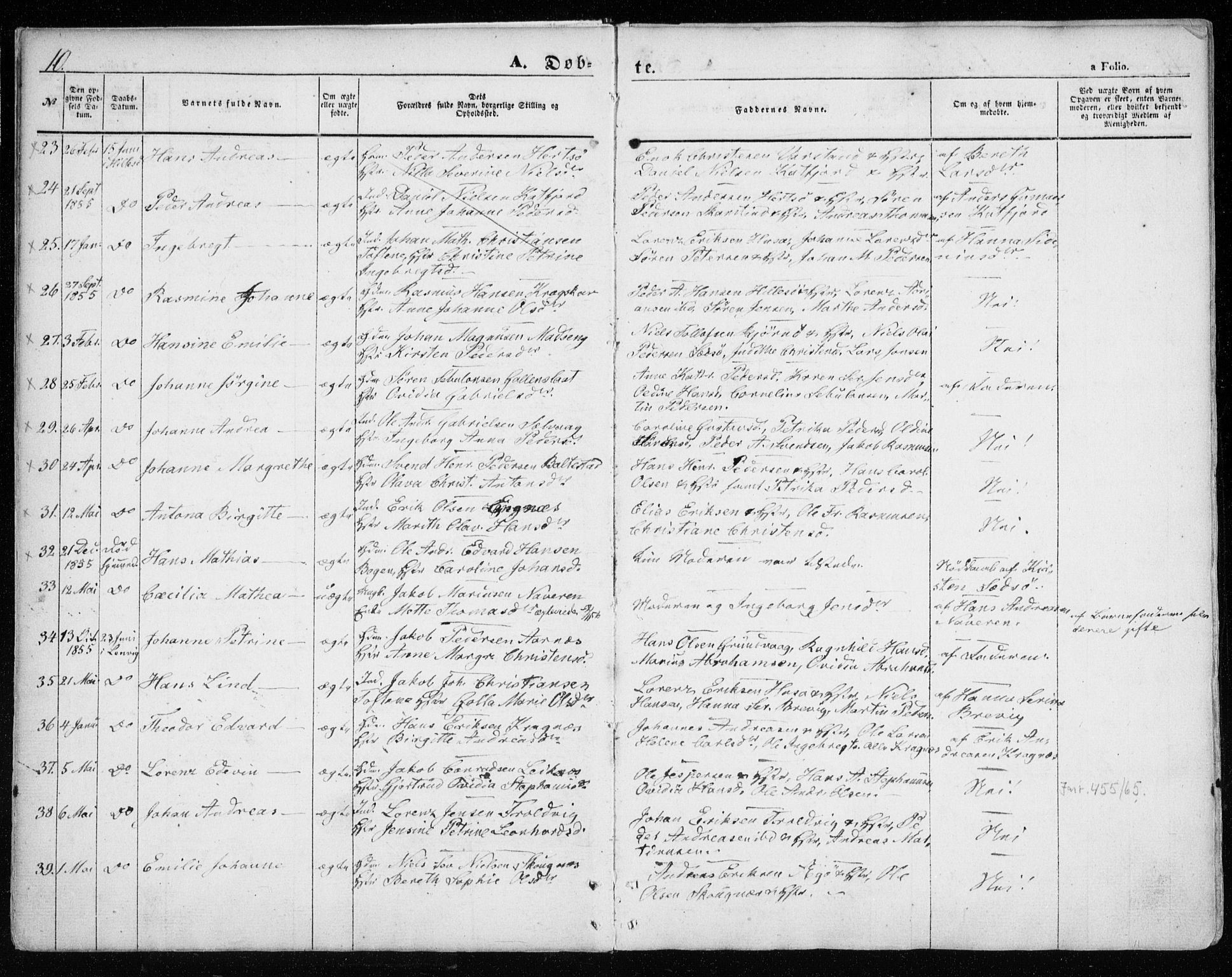Lenvik sokneprestembete, SATØ/S-1310/H/Ha/Haa/L0007kirke: Parish register (official) no. 7, 1855-1865, p. 10