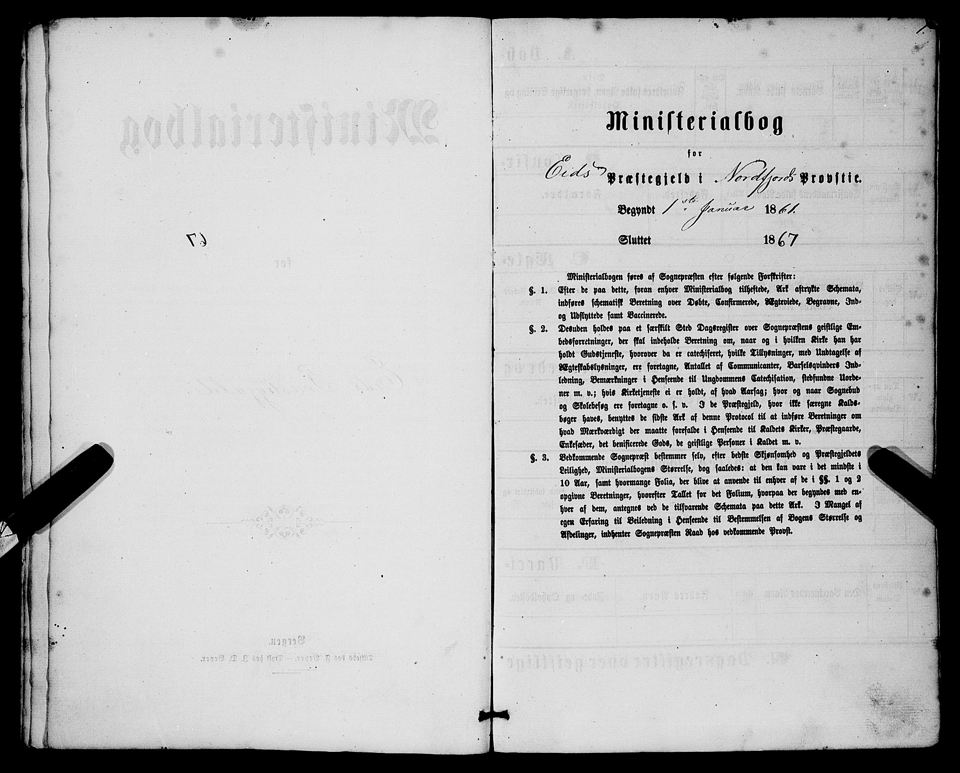 Eid sokneprestembete, AV/SAB-A-82301/H/Haa/Haaa/L0009: Parish register (official) no. A 9, 1861-1868, p. 1