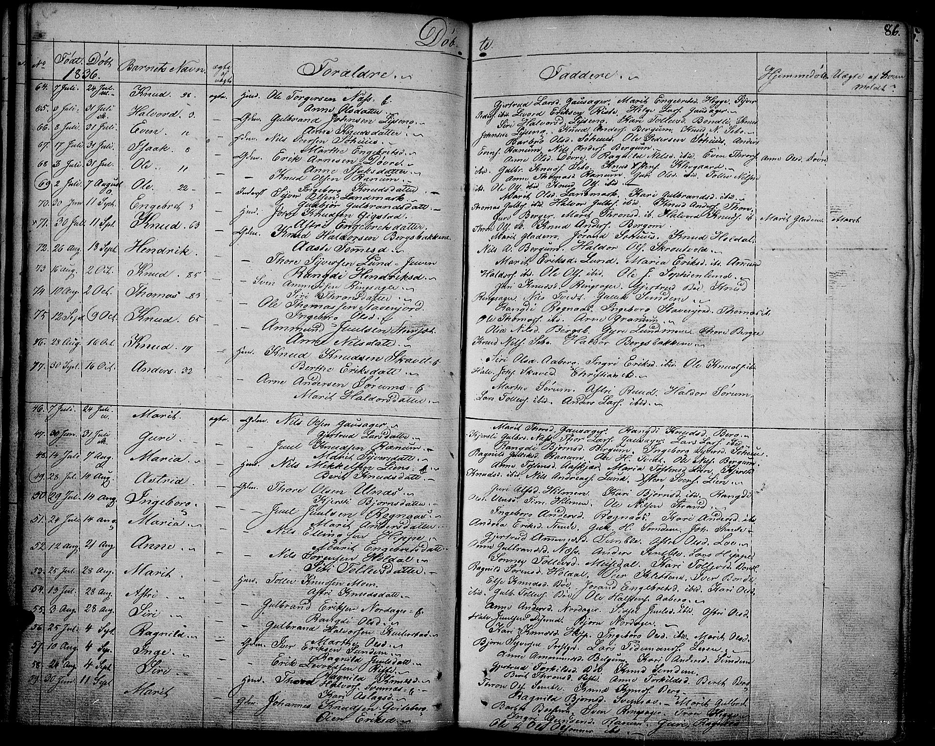 Nord-Aurdal prestekontor, AV/SAH-PREST-132/H/Ha/Haa/L0003: Parish register (official) no. 3, 1828-1841, p. 86