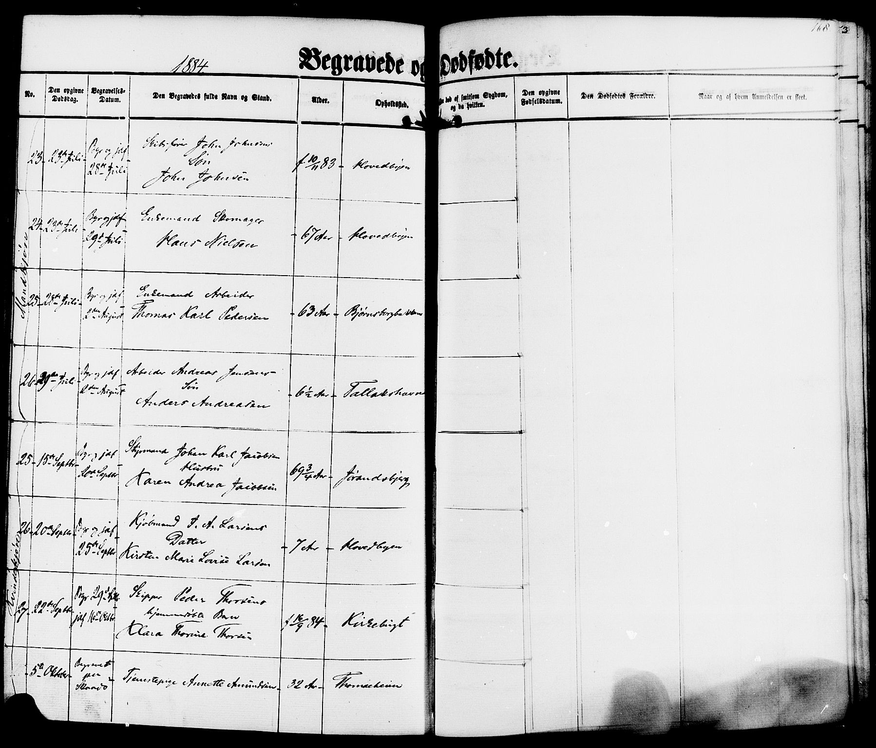 Kragerø kirkebøker, SAKO/A-278/F/Fa/L0010: Parish register (official) no. 10, 1861-1885, p. 168